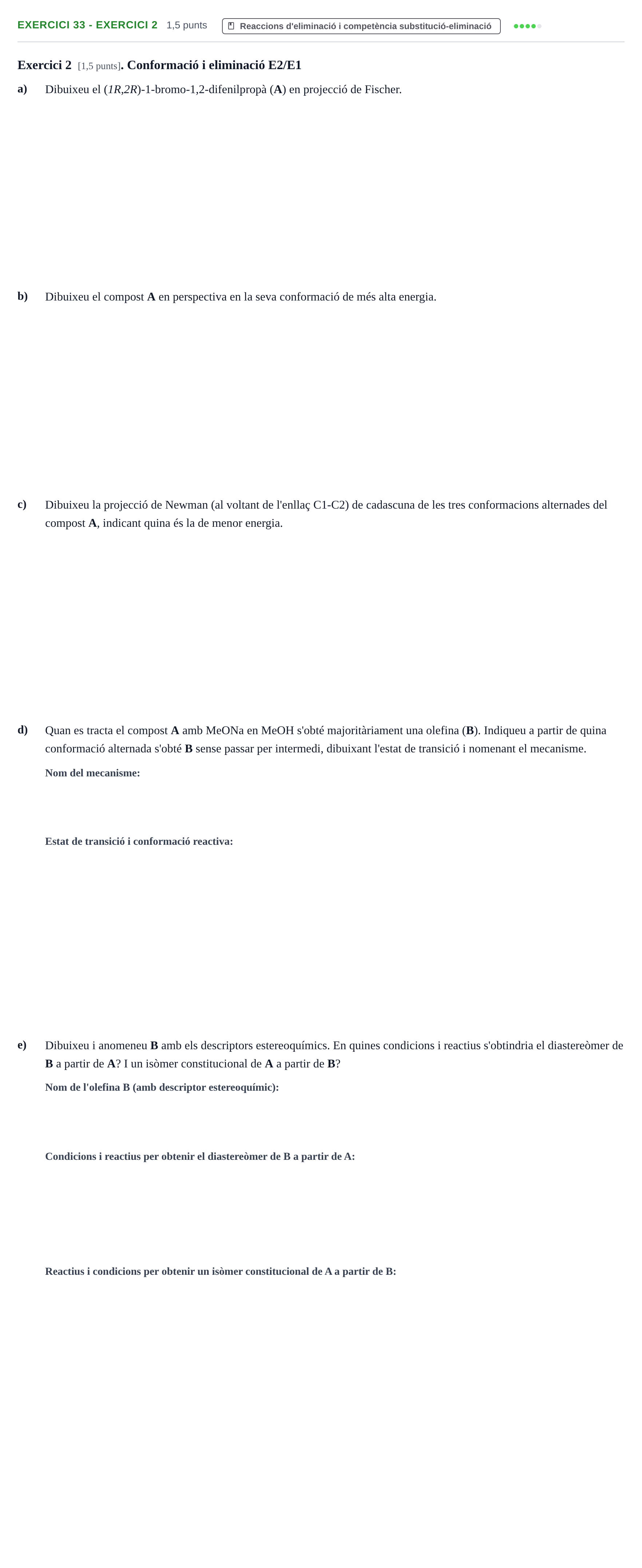 Enunciado: Ejercicio 33 - Exercici 2 · Química Orgánica II UB 2019