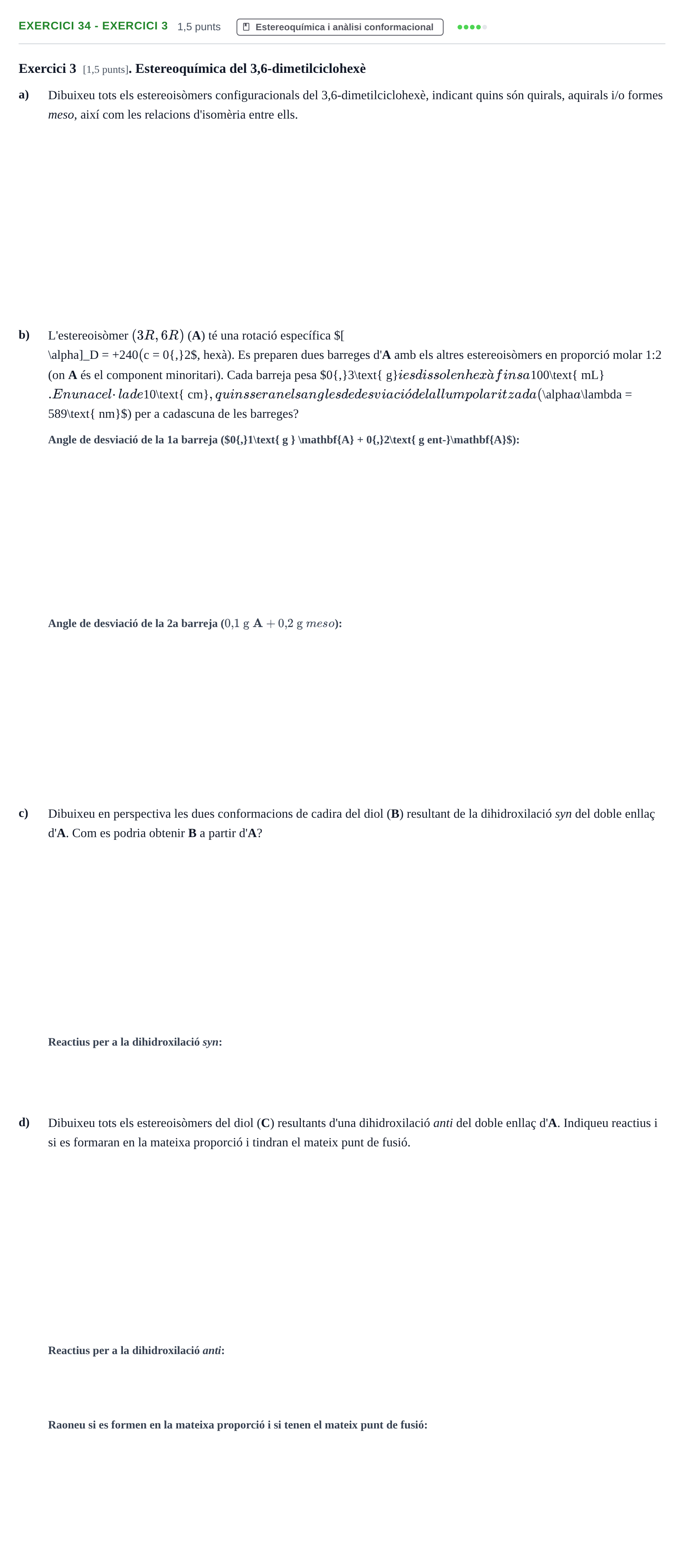 Enunciado: Ejercicio 34 - Exercici 3 · Química Orgánica II UB 2019