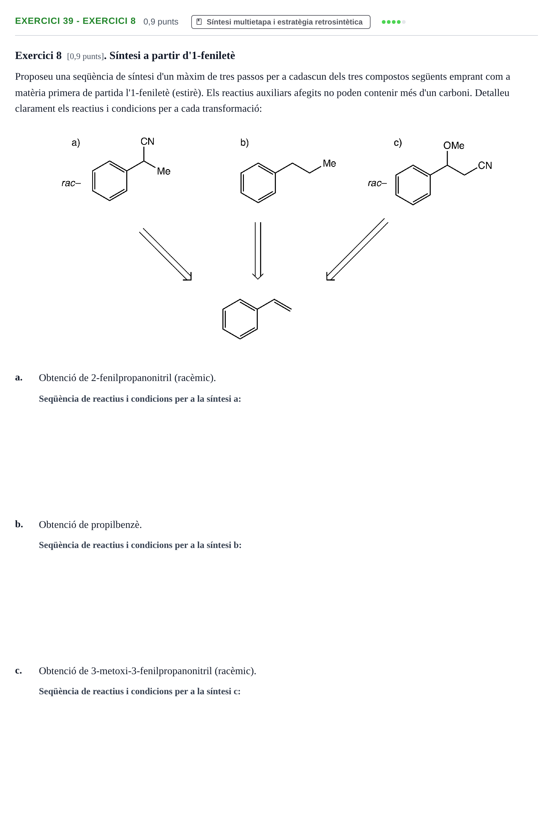Enunciado: Ejercicio 39 - Exercici 8 · Química Orgánica II UB 2019