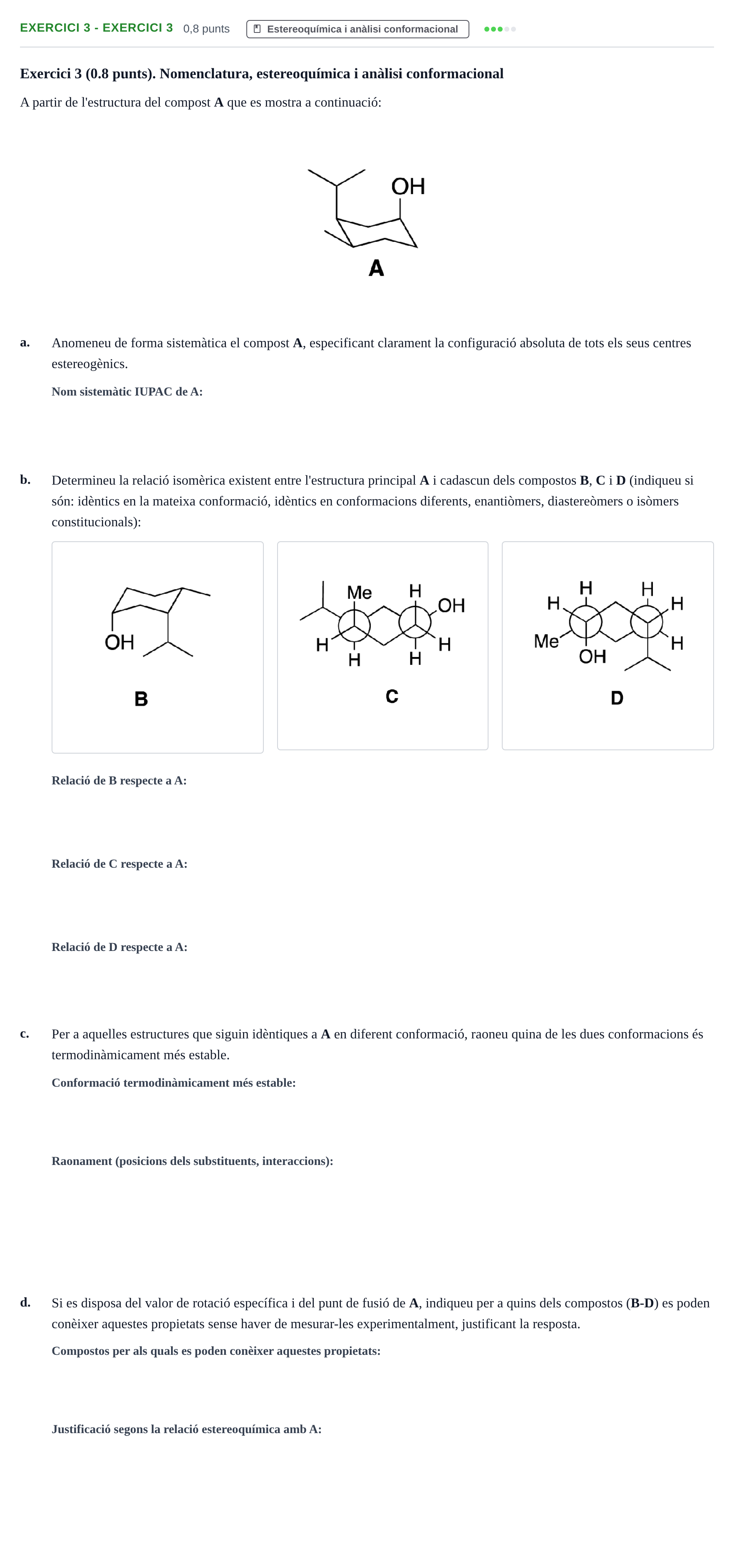 Enunciado: Ejercicio 3 - Exercici 3 · Química Orgánica II UB 2019