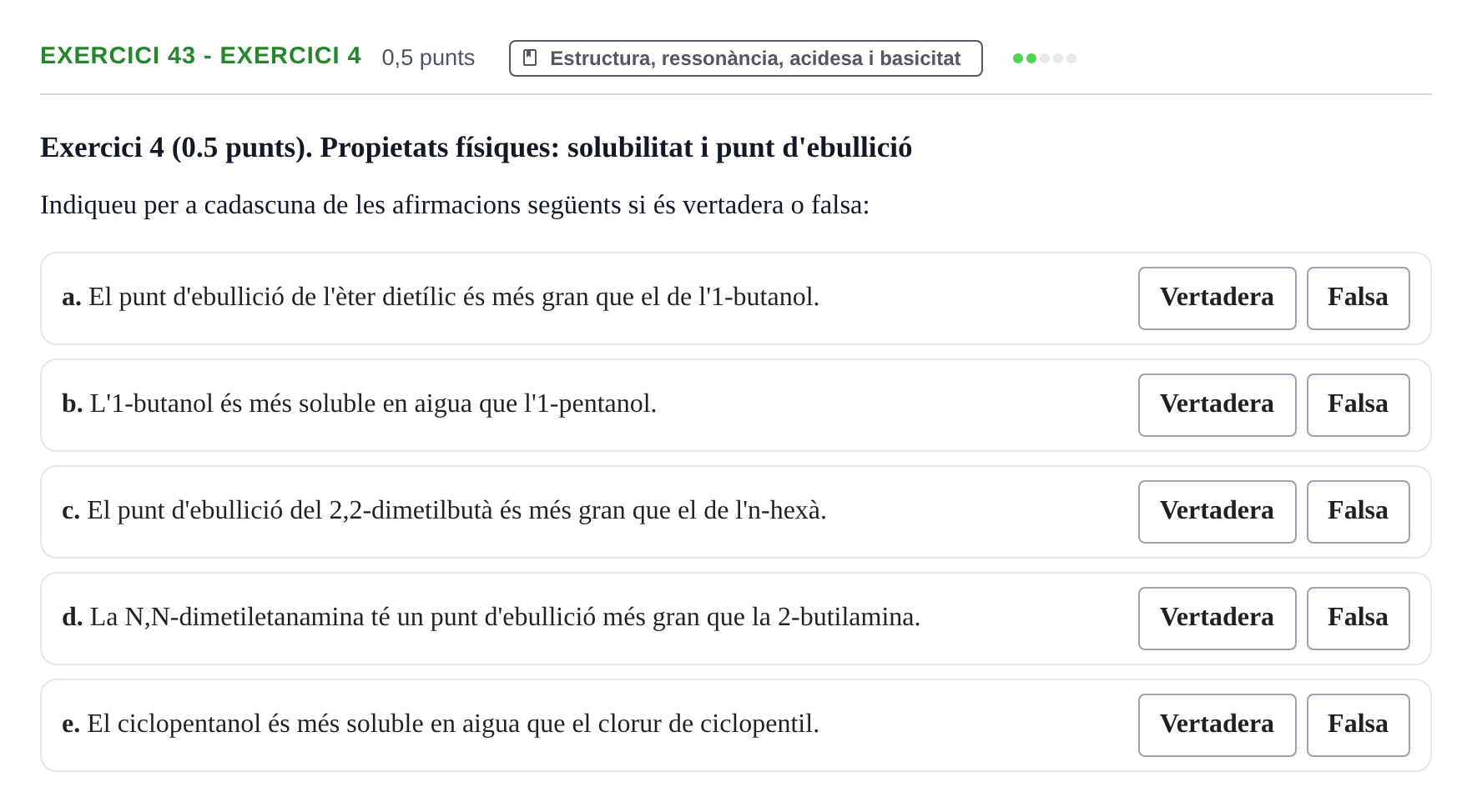 Enunciado: Ejercicio 43 - Exercici 4 · Química Orgánica II UB 2019