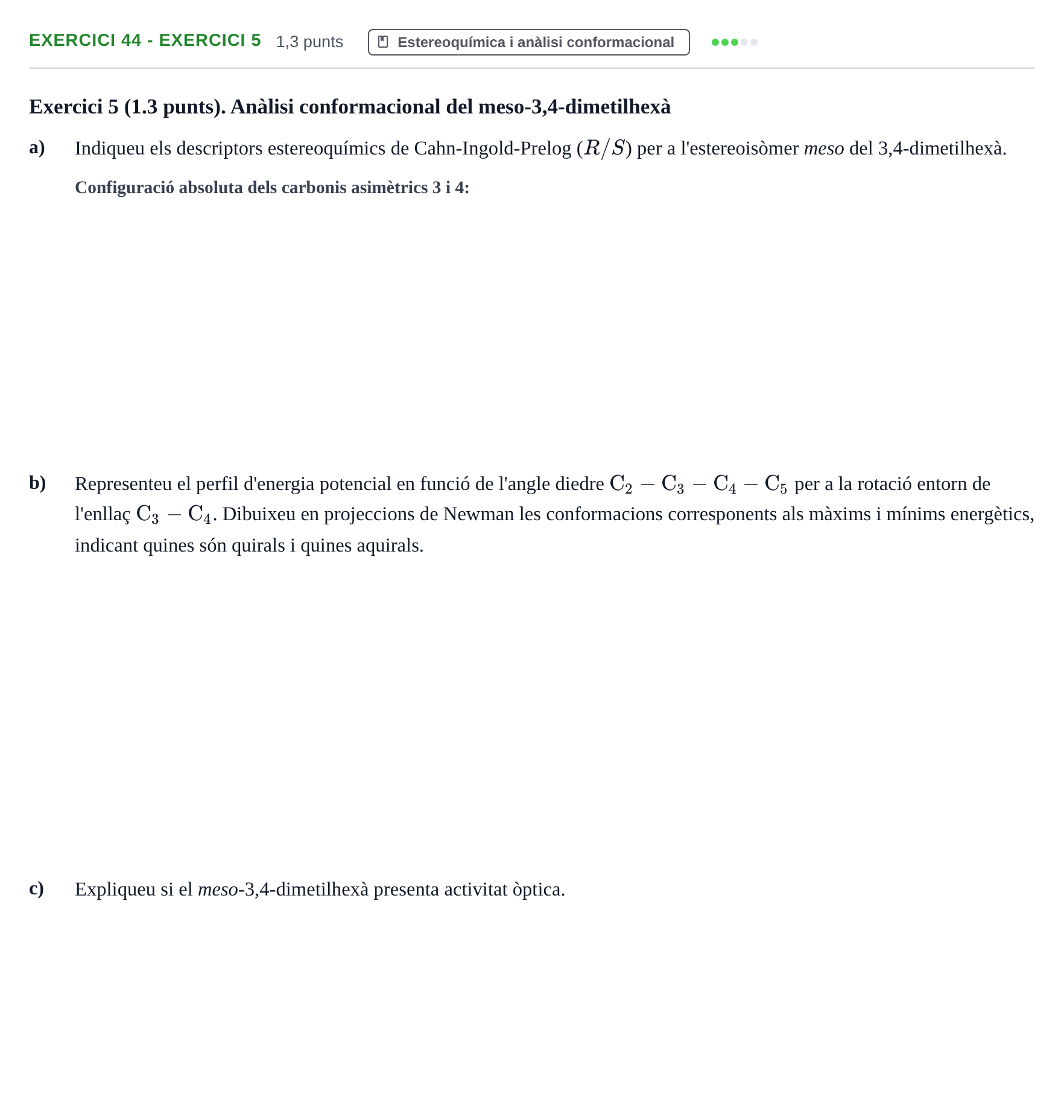 Enunciado: Ejercicio 44 - Exercici 5 · Química Orgánica II UB 2019