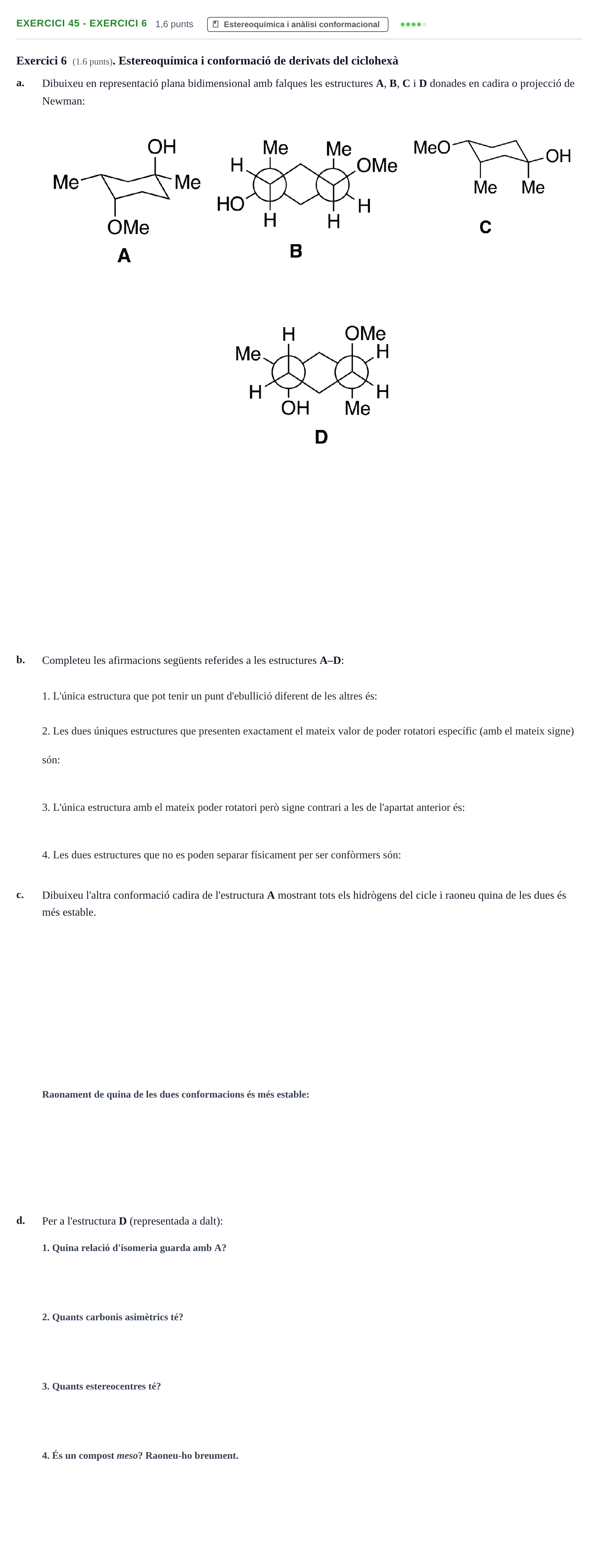 Enunciado: Ejercicio 45 - Exercici 6 · Química Orgánica II UB 2019