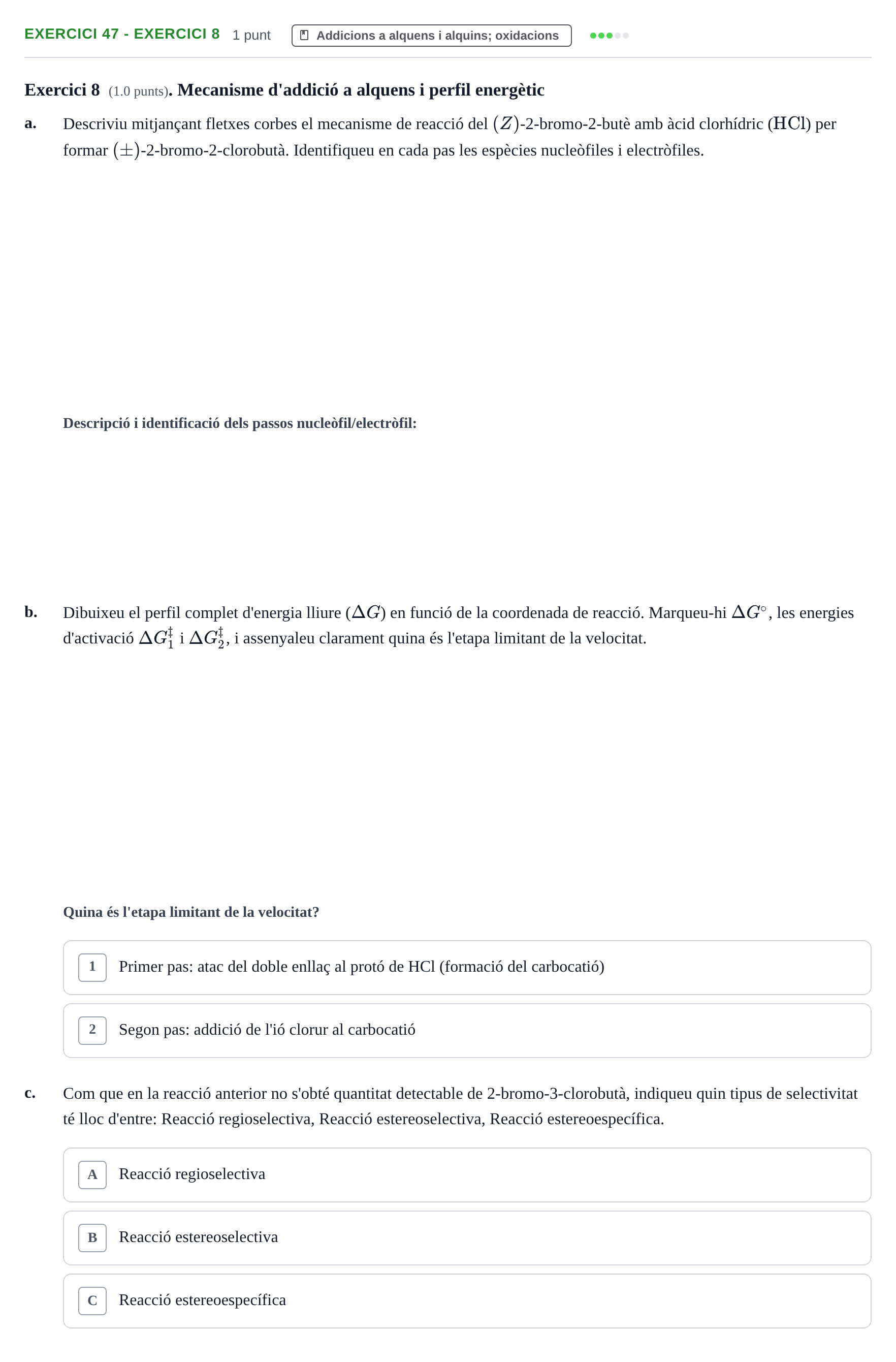 Enunciado: Ejercicio 47 - Exercici 8 · Química Orgánica II UB 2019
