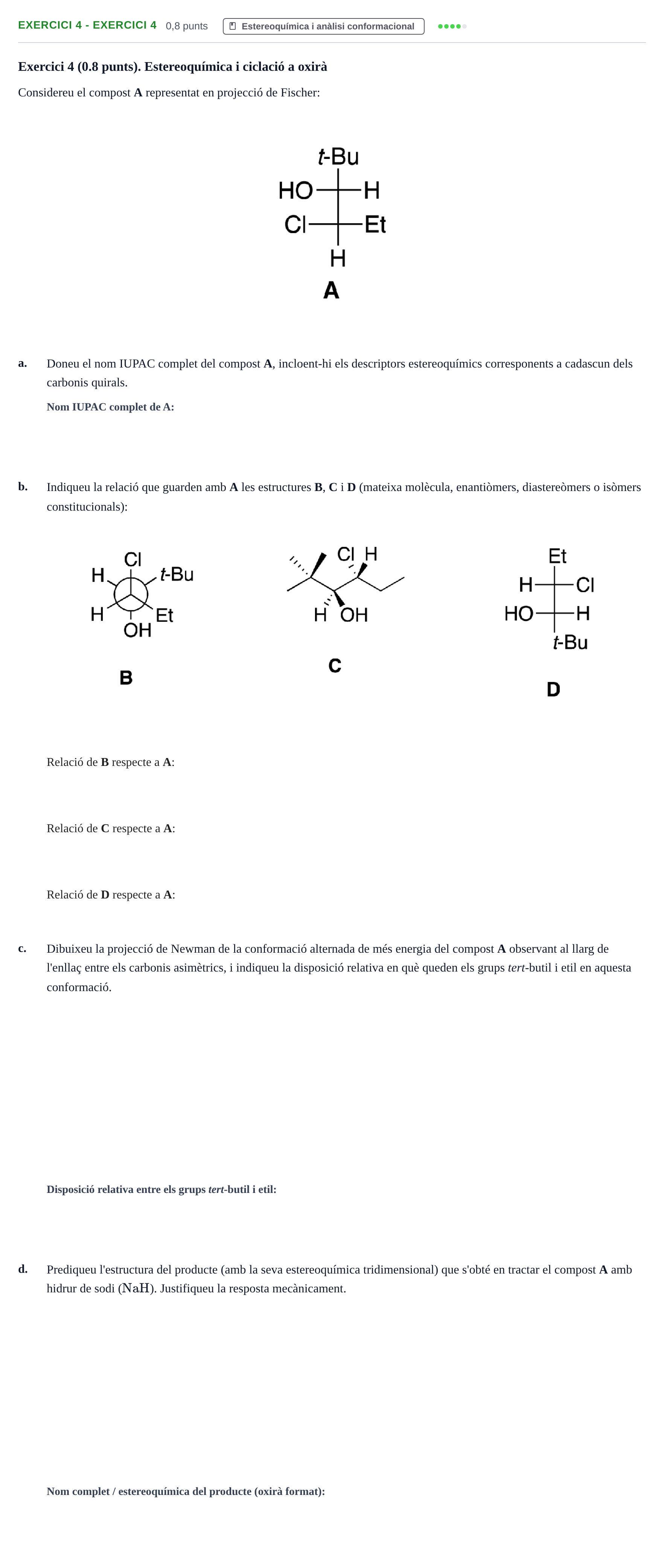 Enunciado: Ejercicio 4 - Exercici 4 · Química Orgánica II UB 2019