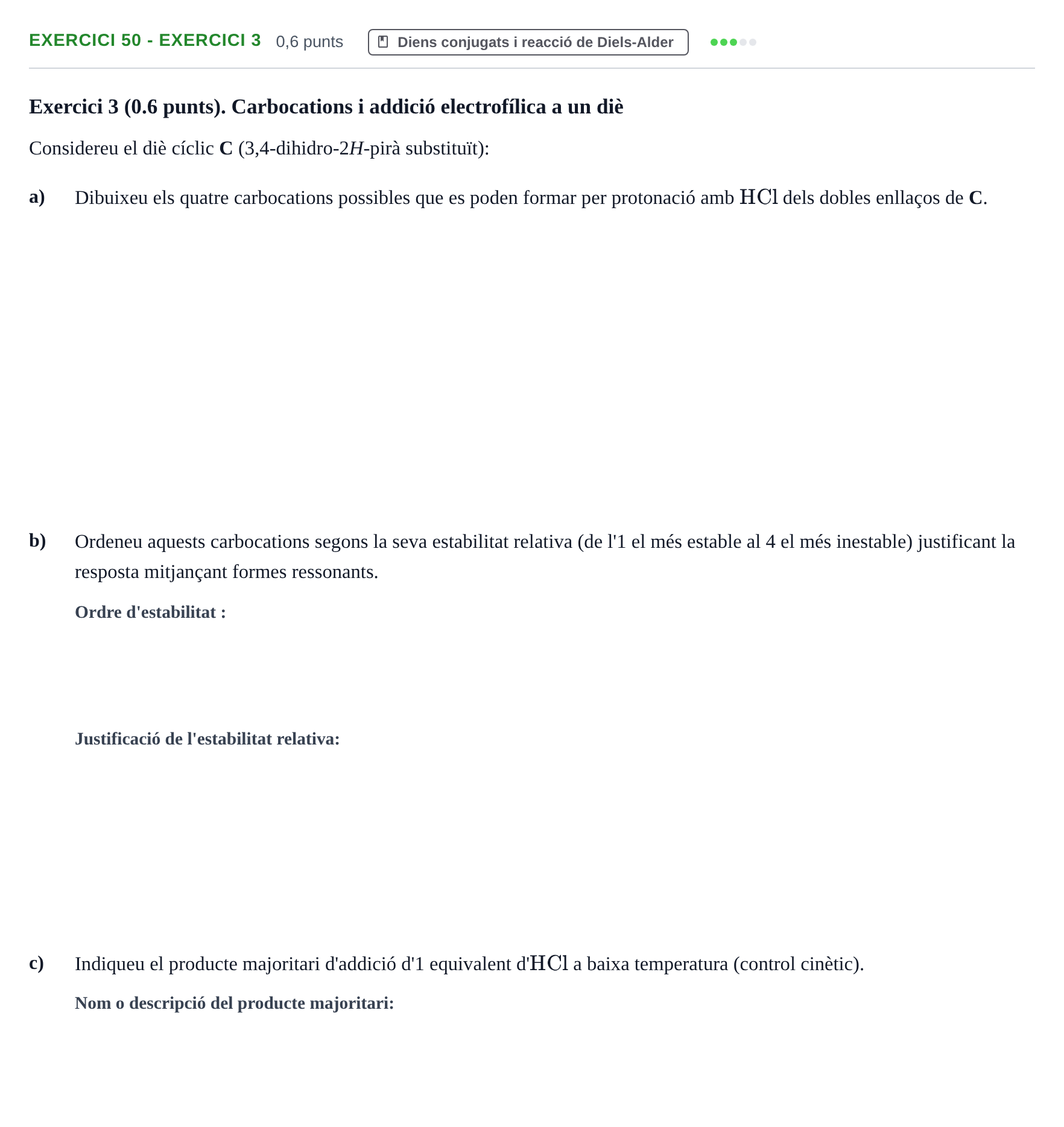 Enunciado: Ejercicio 50 - Exercici 3 · Química Orgánica II UB 2019