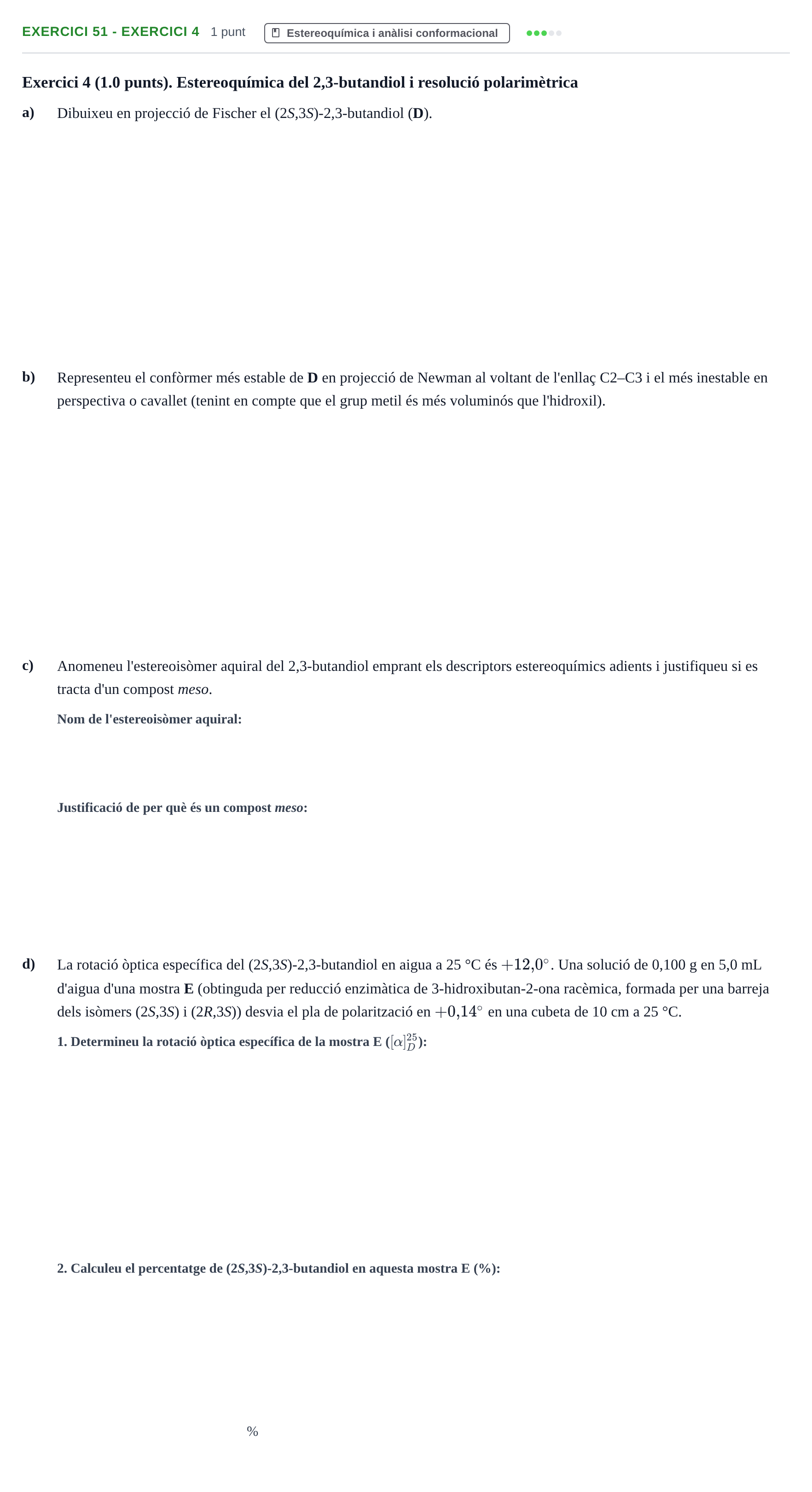 Enunciado: Ejercicio 51 - Exercici 4 · Química Orgánica II UB 2019