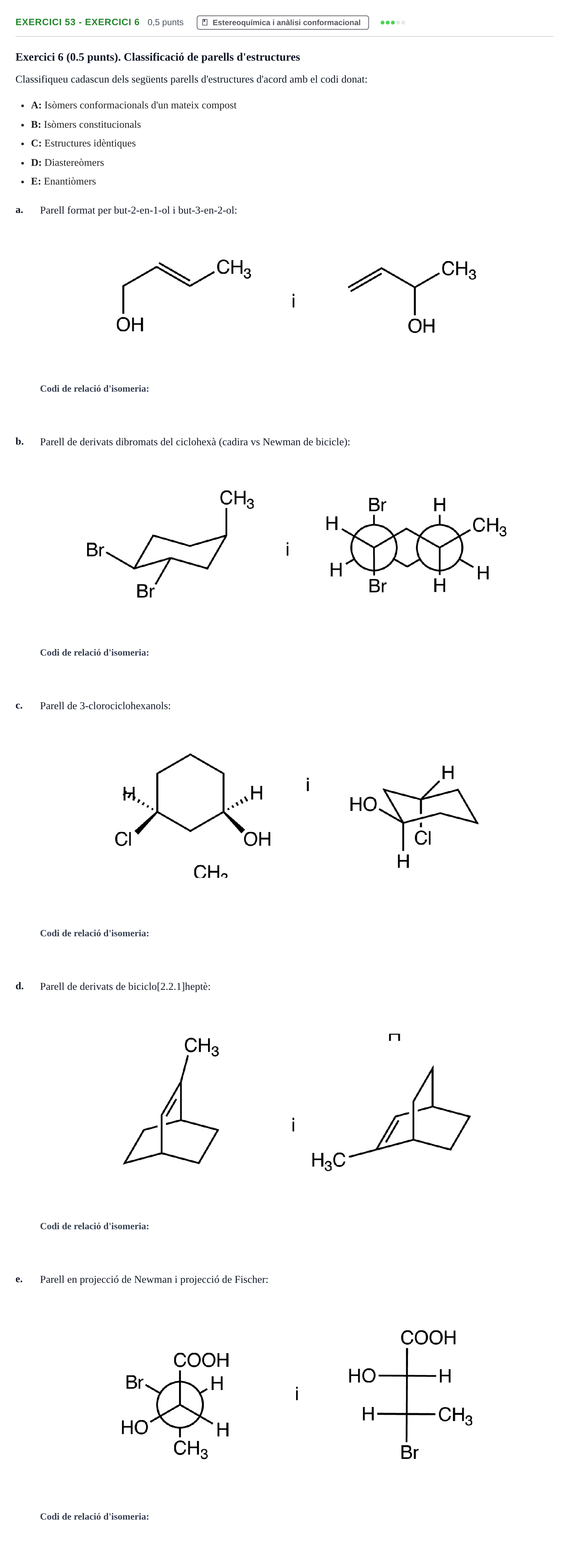 Enunciado: Ejercicio 53 - Exercici 6 · Química Orgánica II UB 2019