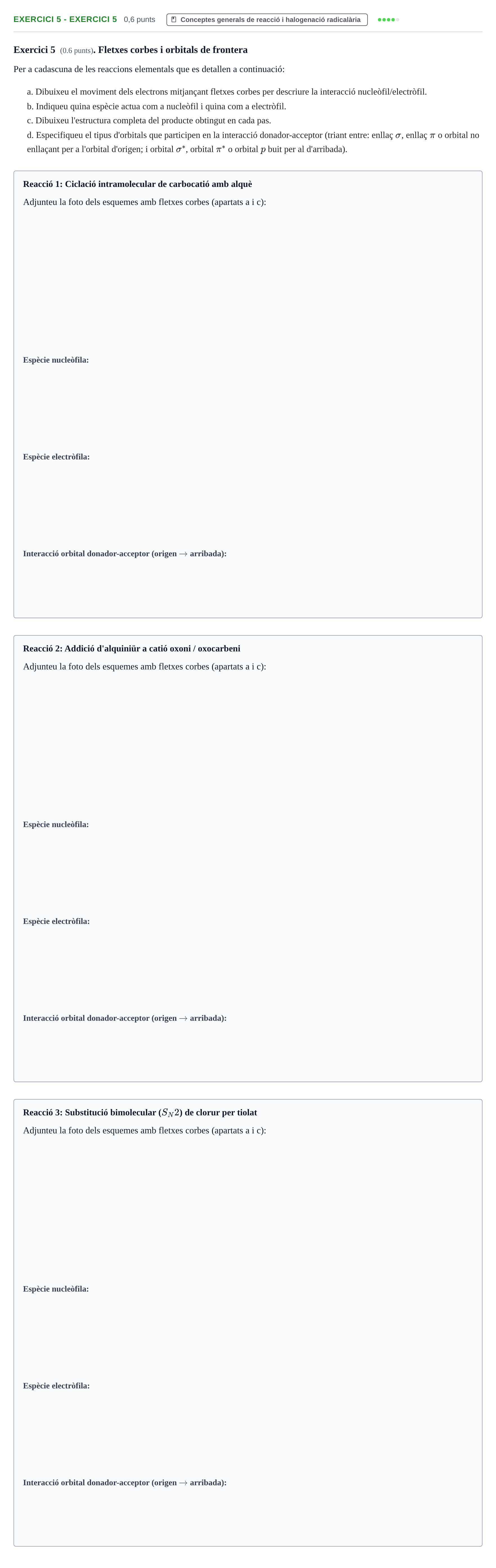 Enunciado: Ejercicio 5 - Exercici 5 · Química Orgánica II UB 2019