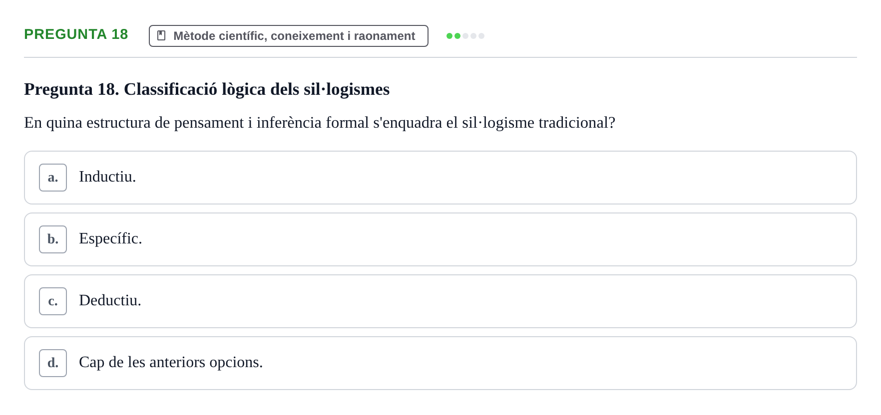 Enunciado: Pregunta 18 · Bioestadística i Metodologia UAB 2021