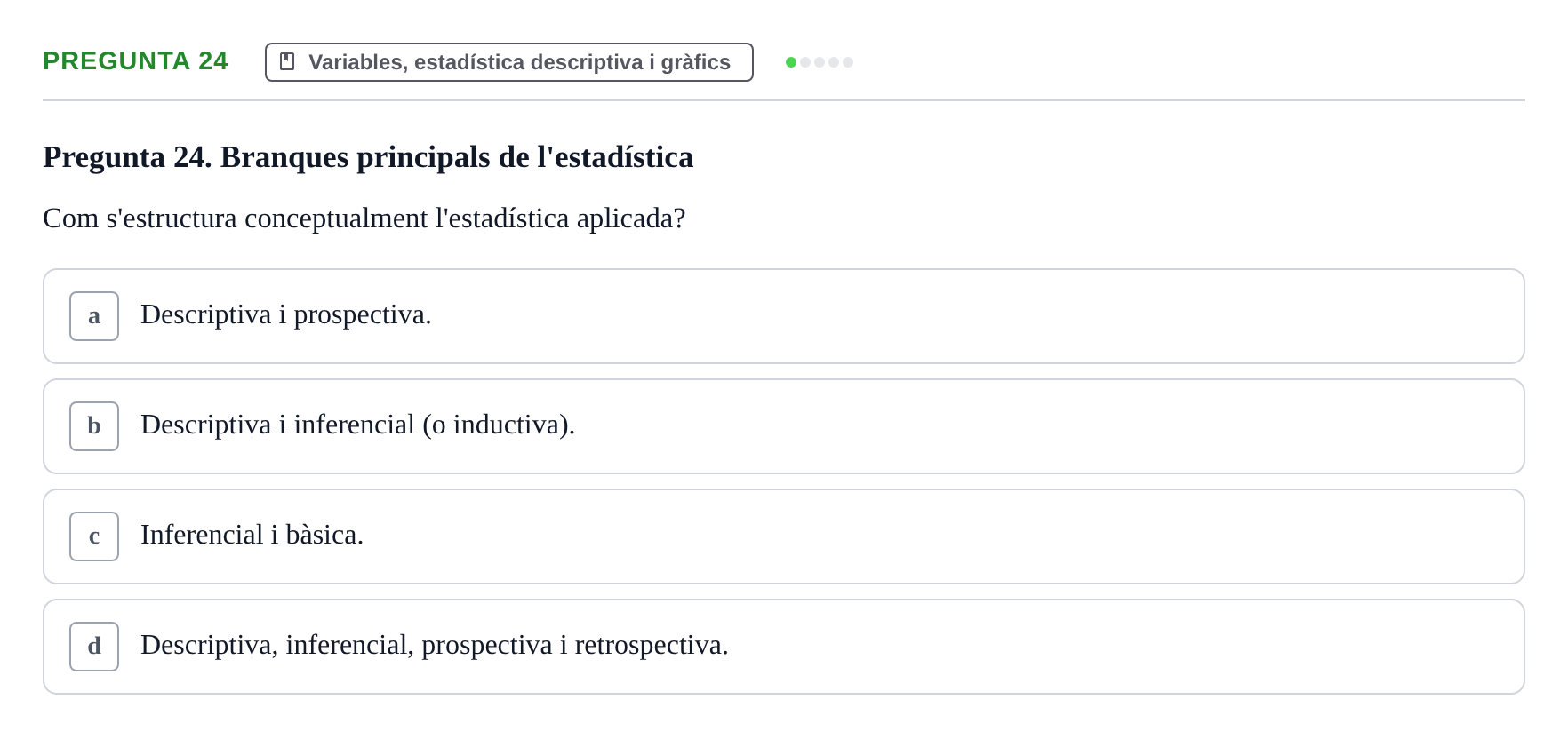 Enunciado: Pregunta 24 · Bioestadística i Metodologia UAB 2021