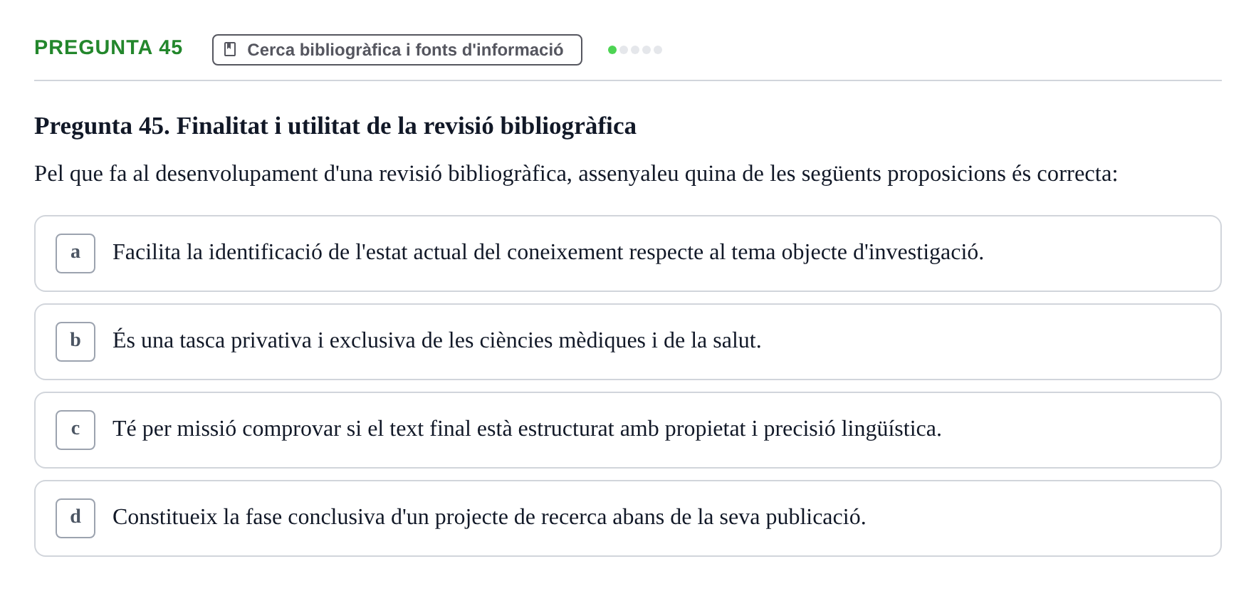 Enunciado: Pregunta 45 · Bioestadística i Metodologia UAB 2021