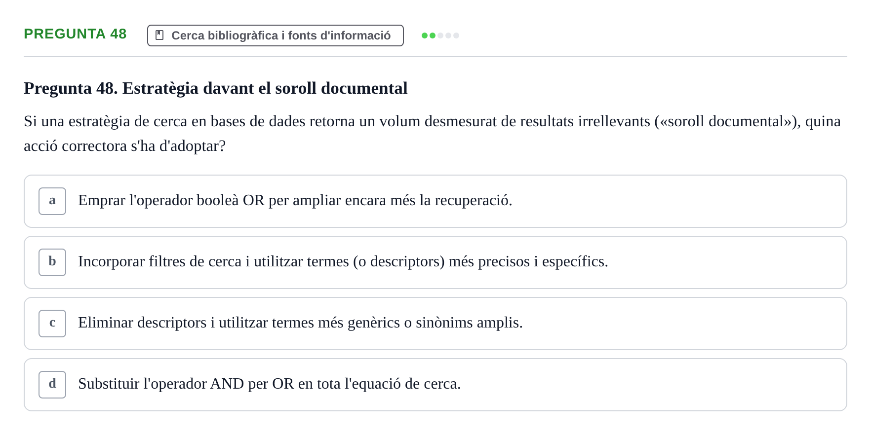 Enunciado: Pregunta 48 · Bioestadística i Metodologia UAB 2021