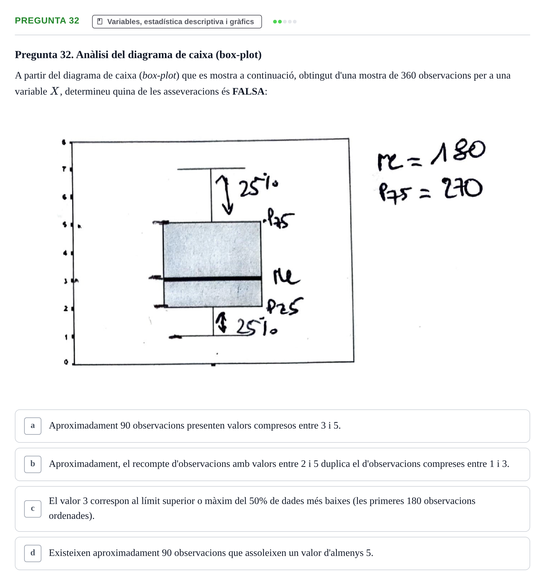 Enunciado: Pregunta 32 · Bioestadística i Metodologia UAB Juny 2021