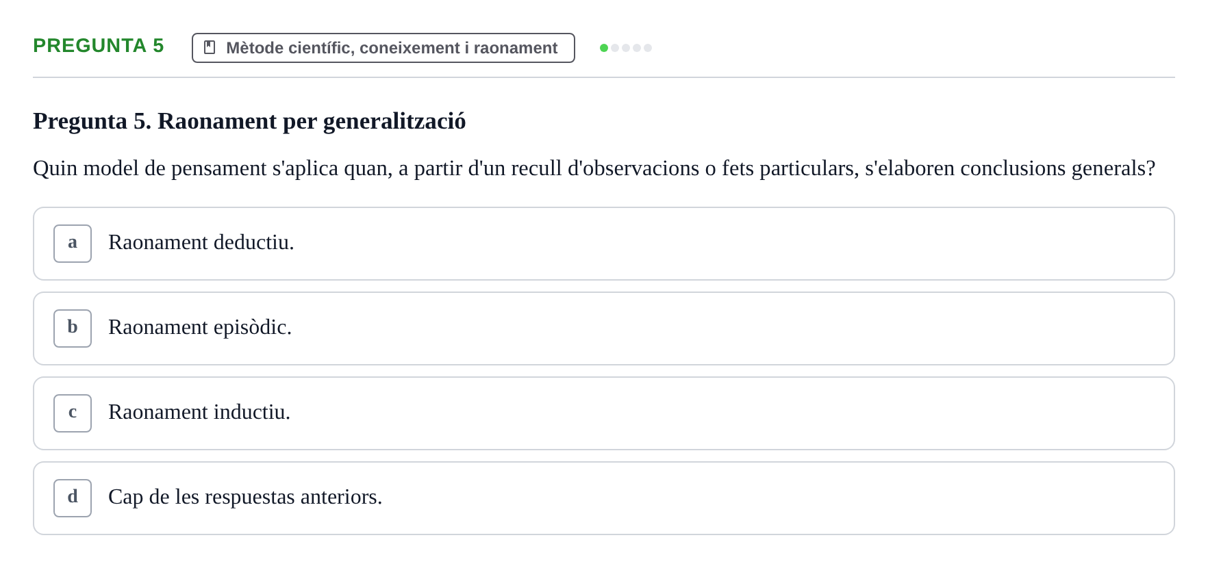 Enunciado: Pregunta 5 · Bioestadística i Metodologia UAB Juny 2021