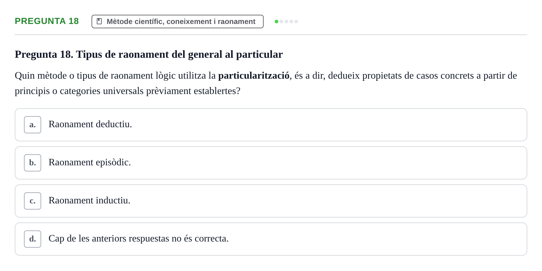 Enunciado: Pregunta 18 · Bioestadística i Metodologia UAB Examen de Bioestadística i Metodologia