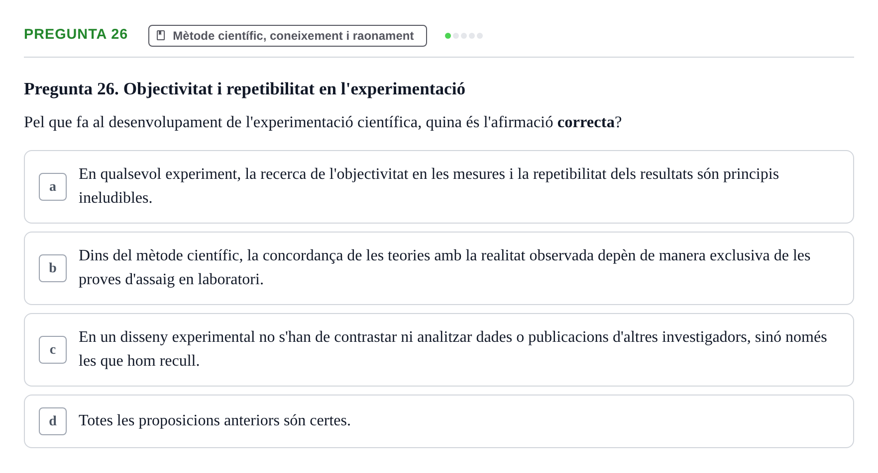 Enunciado: Pregunta 26 · Bioestadística i Metodologia UAB Examen de Bioestadística i Metodologia