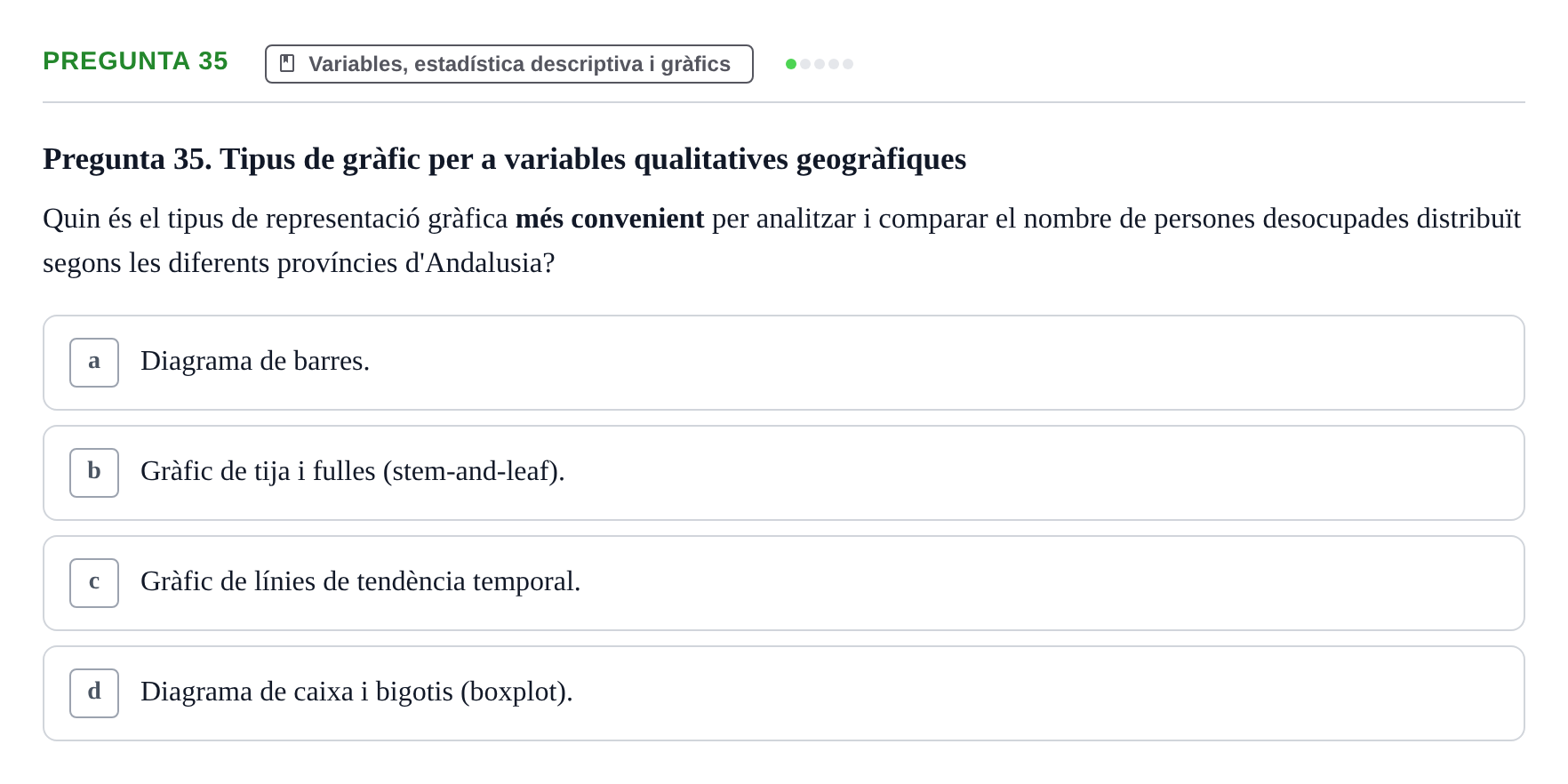 Enunciado: Pregunta 35 · Bioestadística i Metodologia UAB Examen de Bioestadística i Metodologia