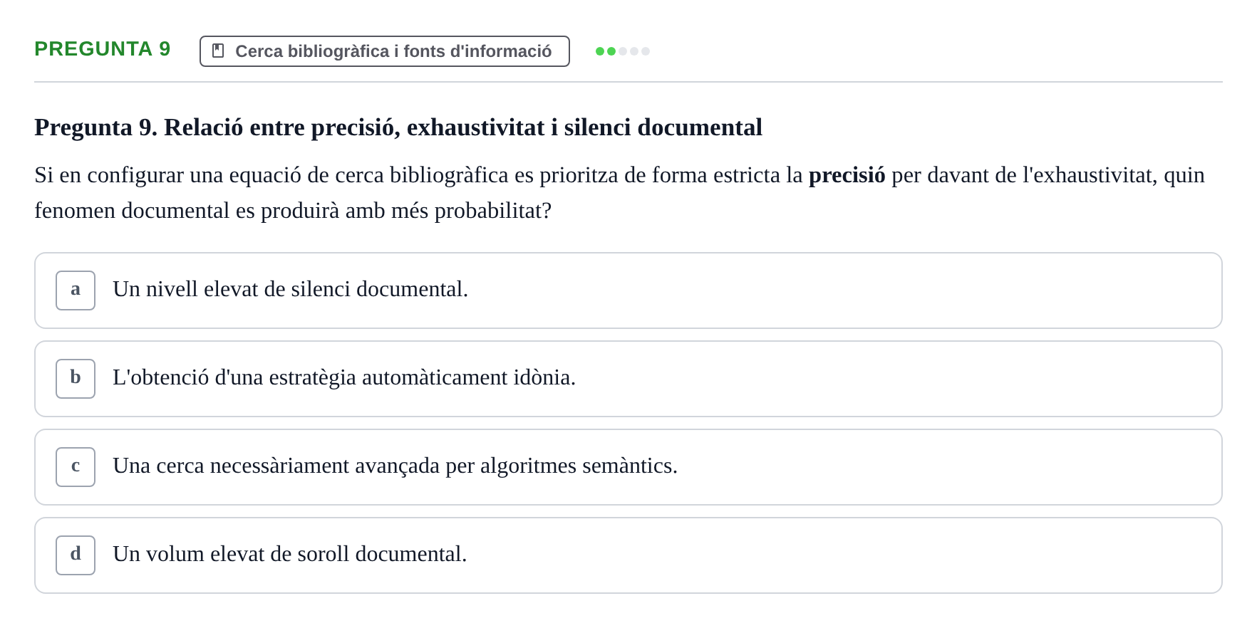 Enunciado: Pregunta 9 · Bioestadística i Metodologia UAB Examen de Bioestadística i Metodologia