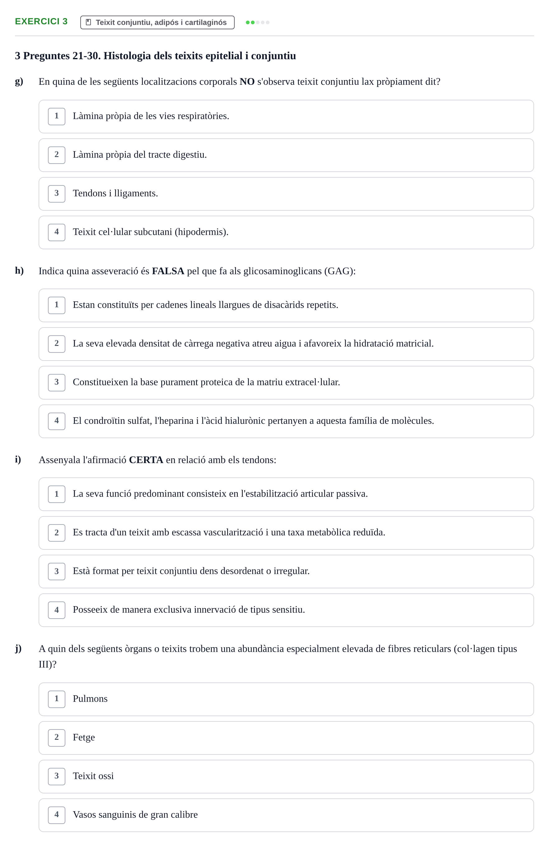 Enunciado: Ejercicio 3 - Teixit conjuntiu · Fisiología I UAB 2023