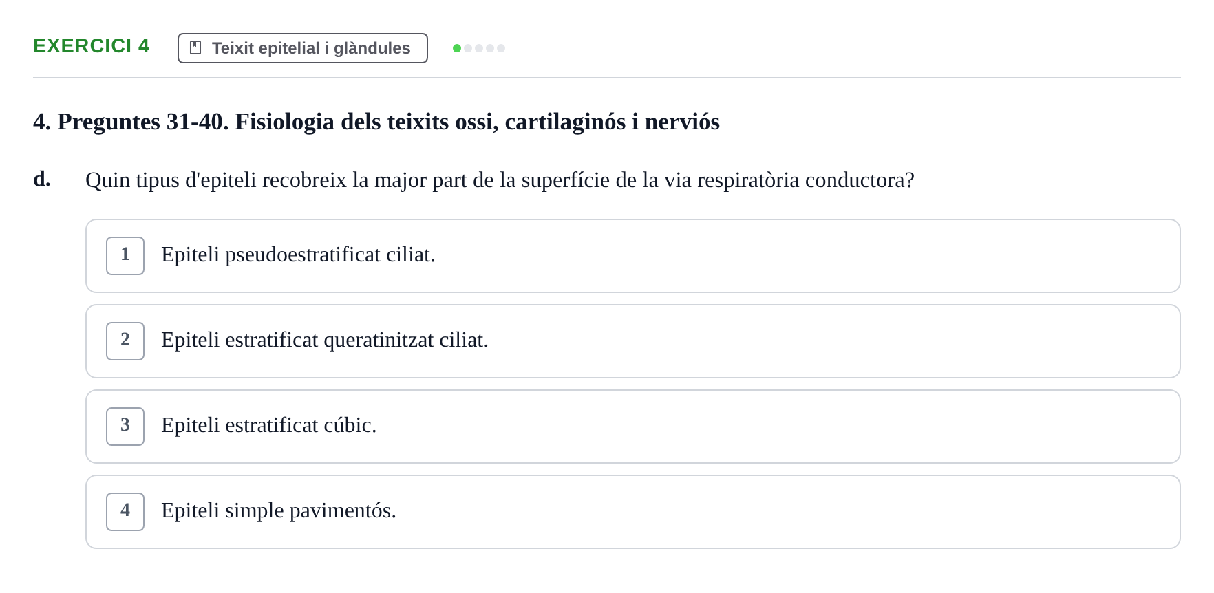 Enunciado: Ejercicio 4 - Teixit epitelial · Fisiología I UAB 2023