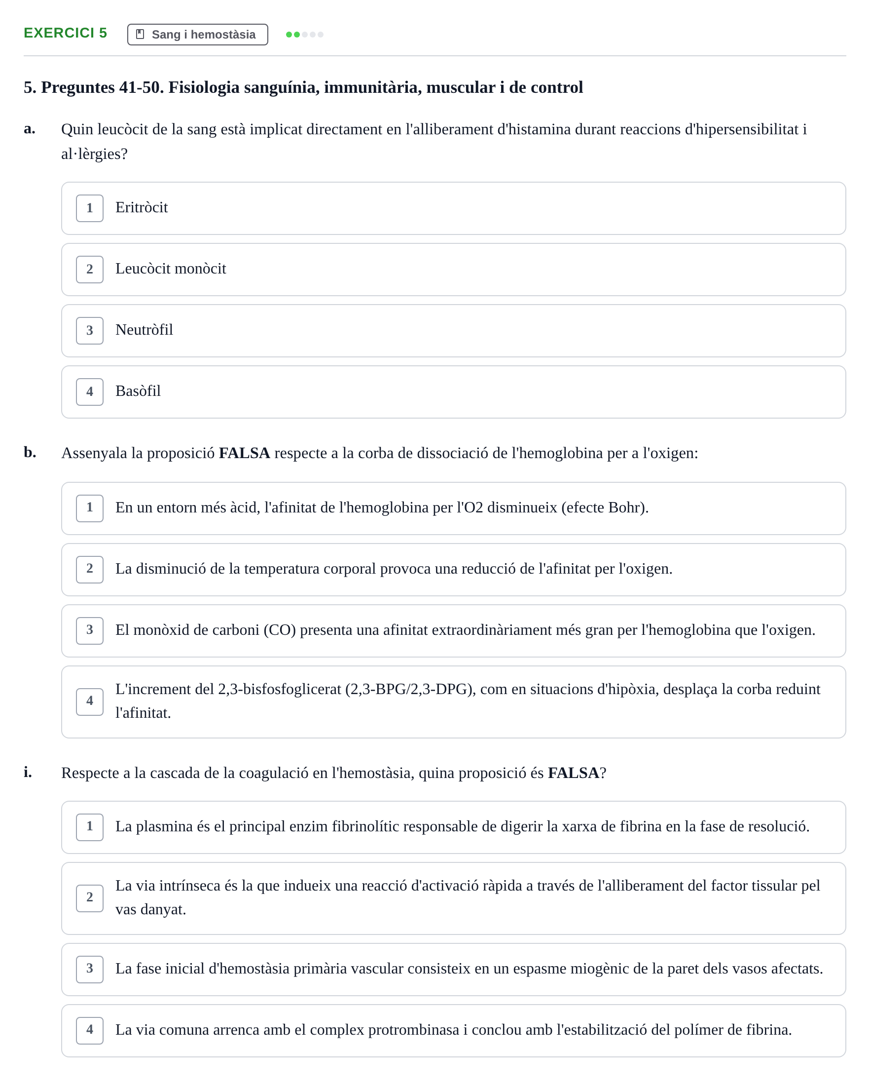 Enunciado: Ejercicio 5 - Sang i hemostàsia · Fisiología I UAB 2023