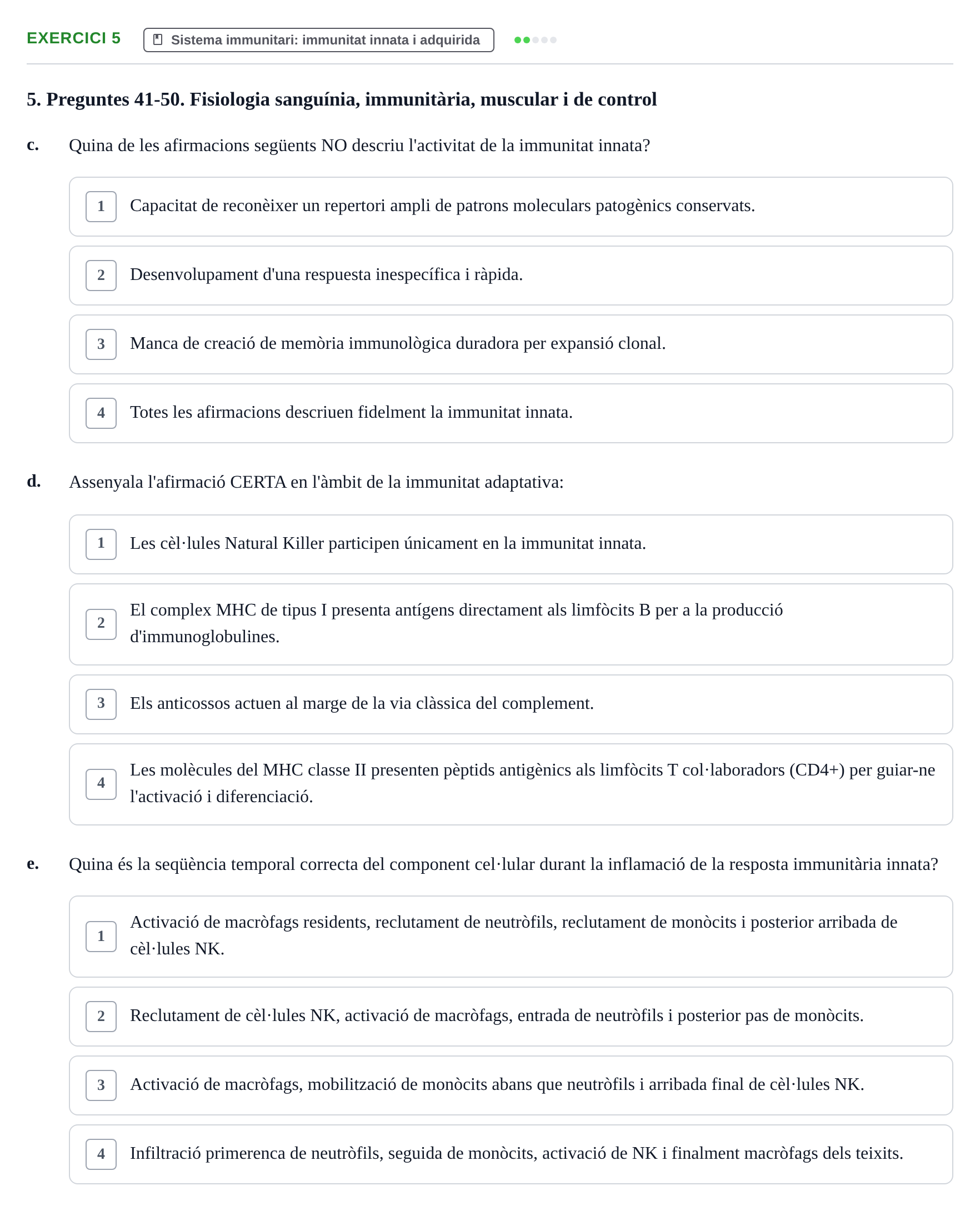 Enunciado: Ejercicio 5 - Sistema immunitari · Fisiología I UAB 2023