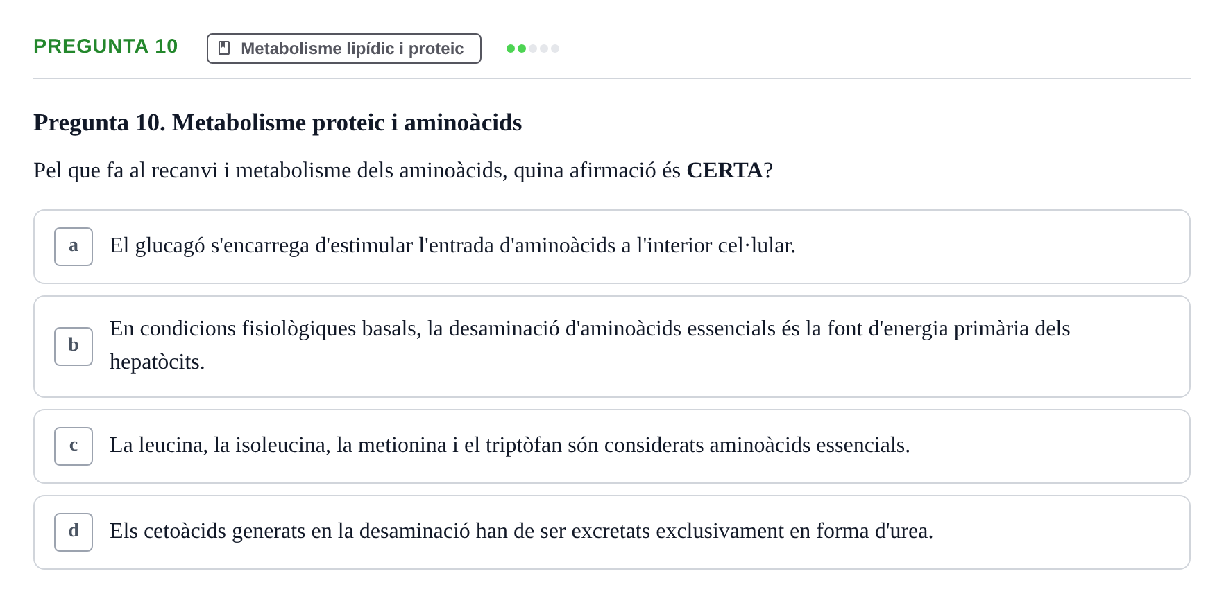 Enunciado: Pregunta 10 · Fisiología I UAB Examen de Fisiologia I