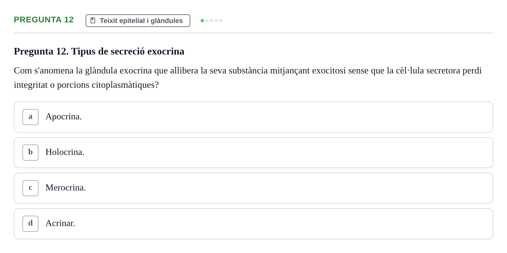 Enunciado: Pregunta 12 · Fisiología I UAB Examen de Fisiologia I