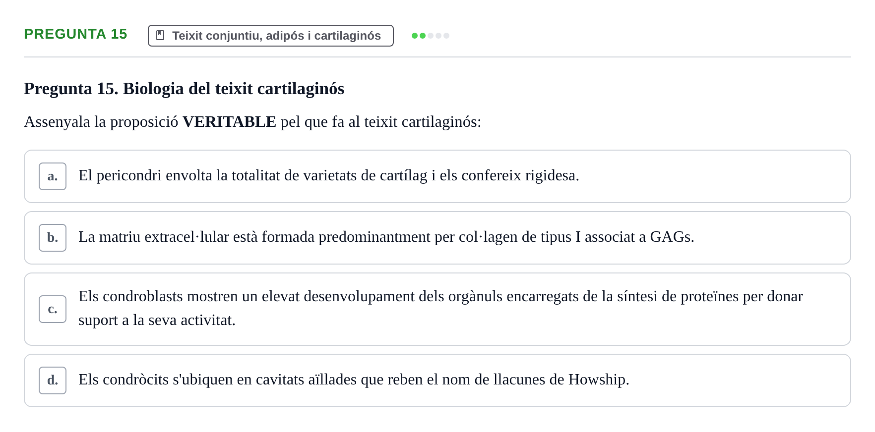 Enunciado: Pregunta 15 · Fisiología I UAB Examen de Fisiologia I