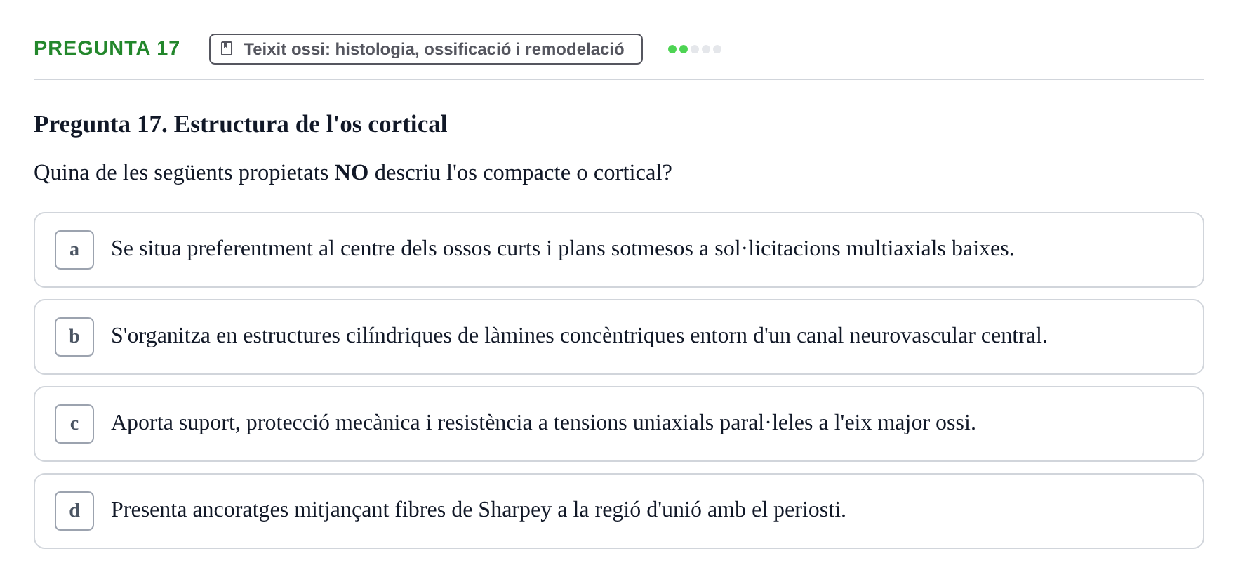 Enunciado: Pregunta 17 · Fisiología I UAB Examen de Fisiologia I