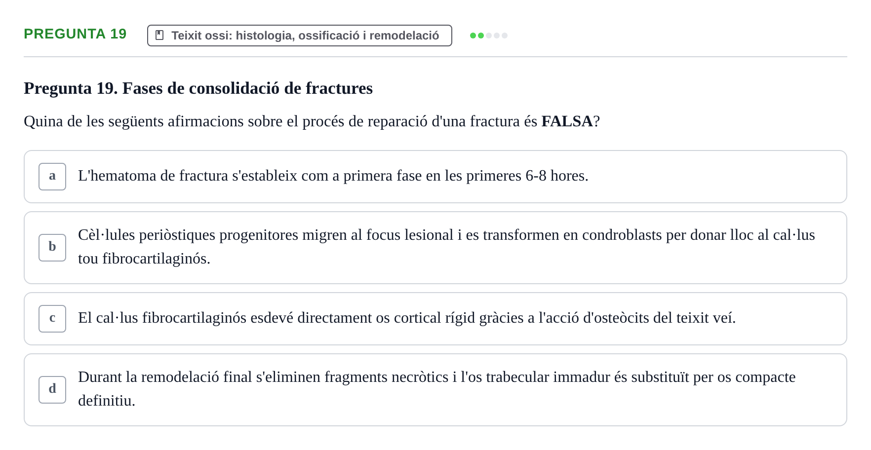 Enunciado: Pregunta 19 · Fisiología I UAB Examen de Fisiologia I