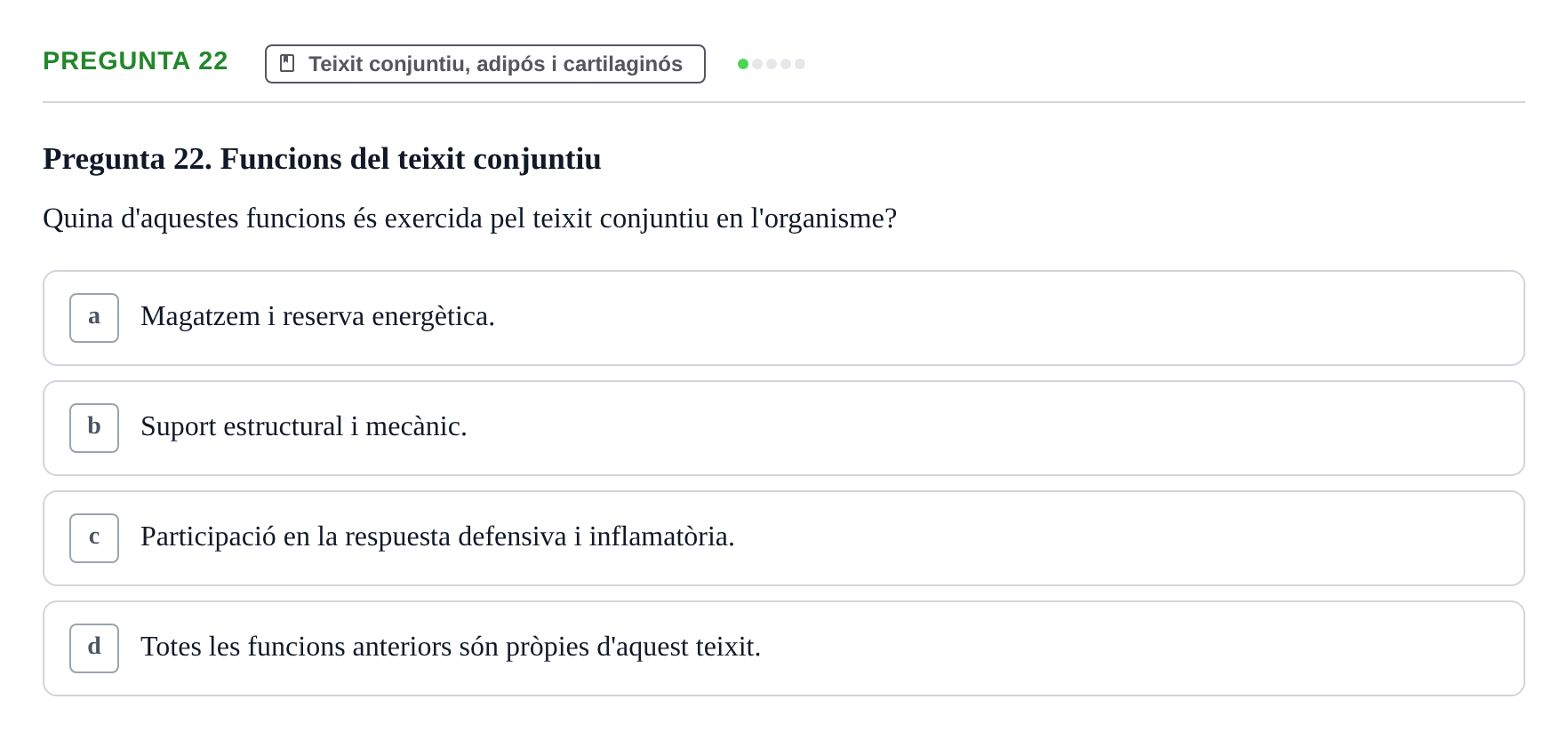 Enunciado: Pregunta 22 · Fisiología I UAB Examen de Fisiologia I
