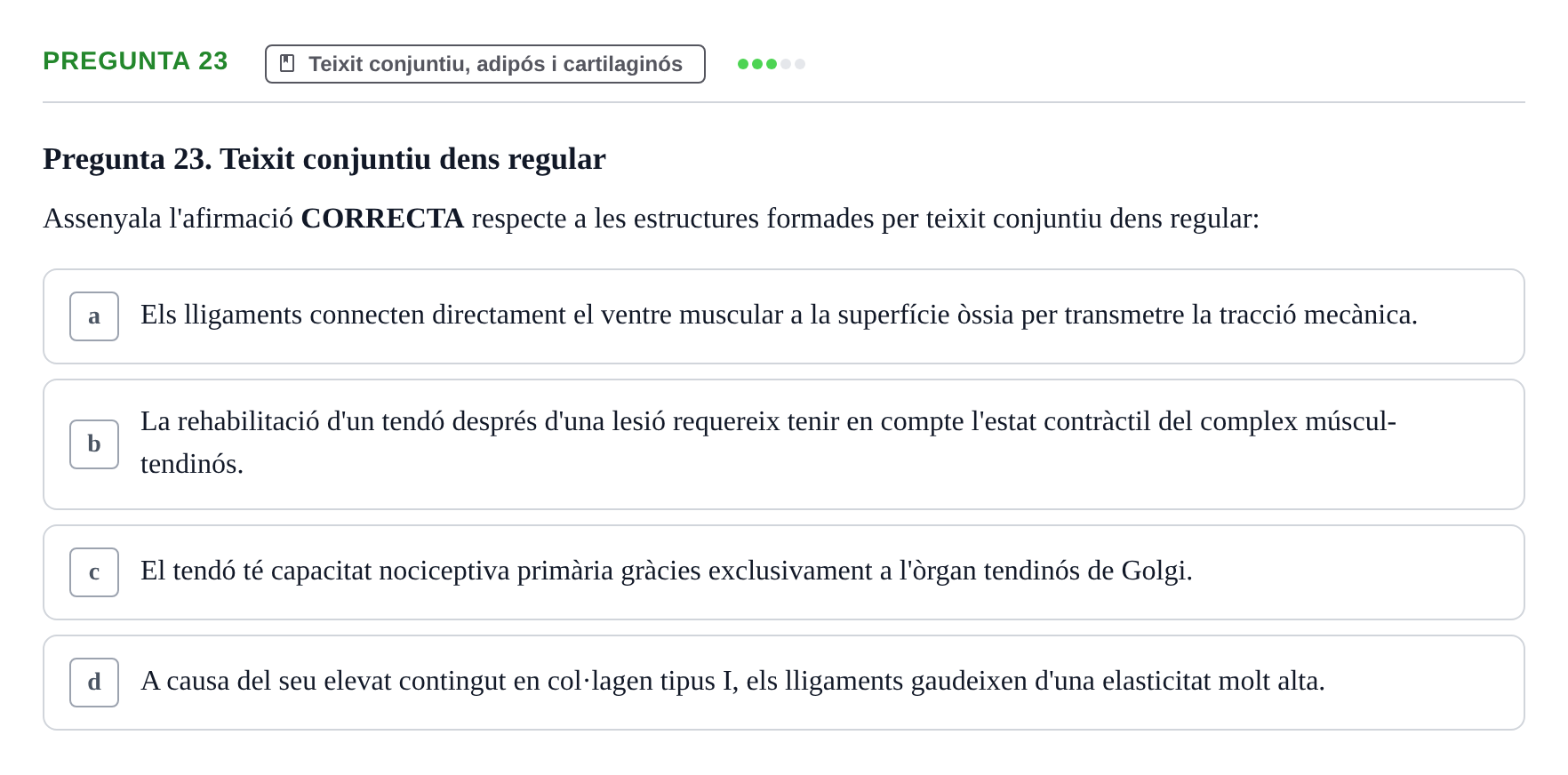 Enunciado: Pregunta 23 · Fisiología I UAB Examen de Fisiologia I