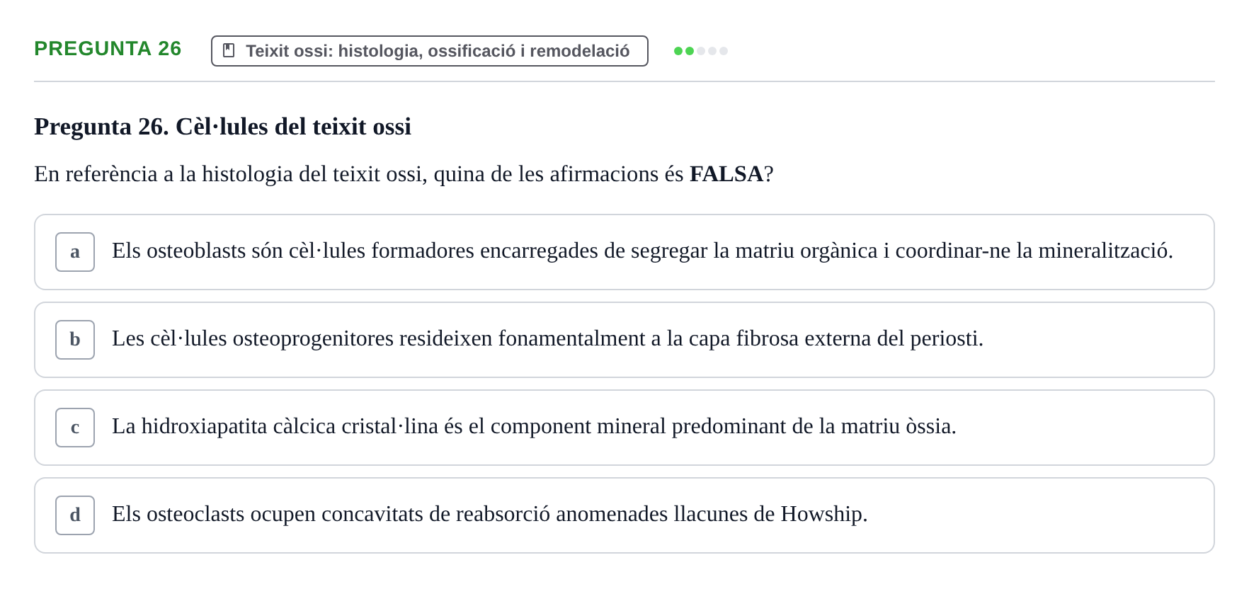 Enunciado: Pregunta 26 · Fisiología I UAB Examen de Fisiologia I