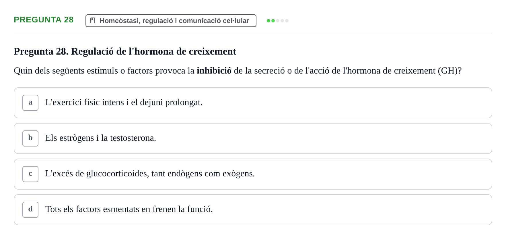 Enunciado: Pregunta 28 · Fisiología I UAB Examen de Fisiologia I