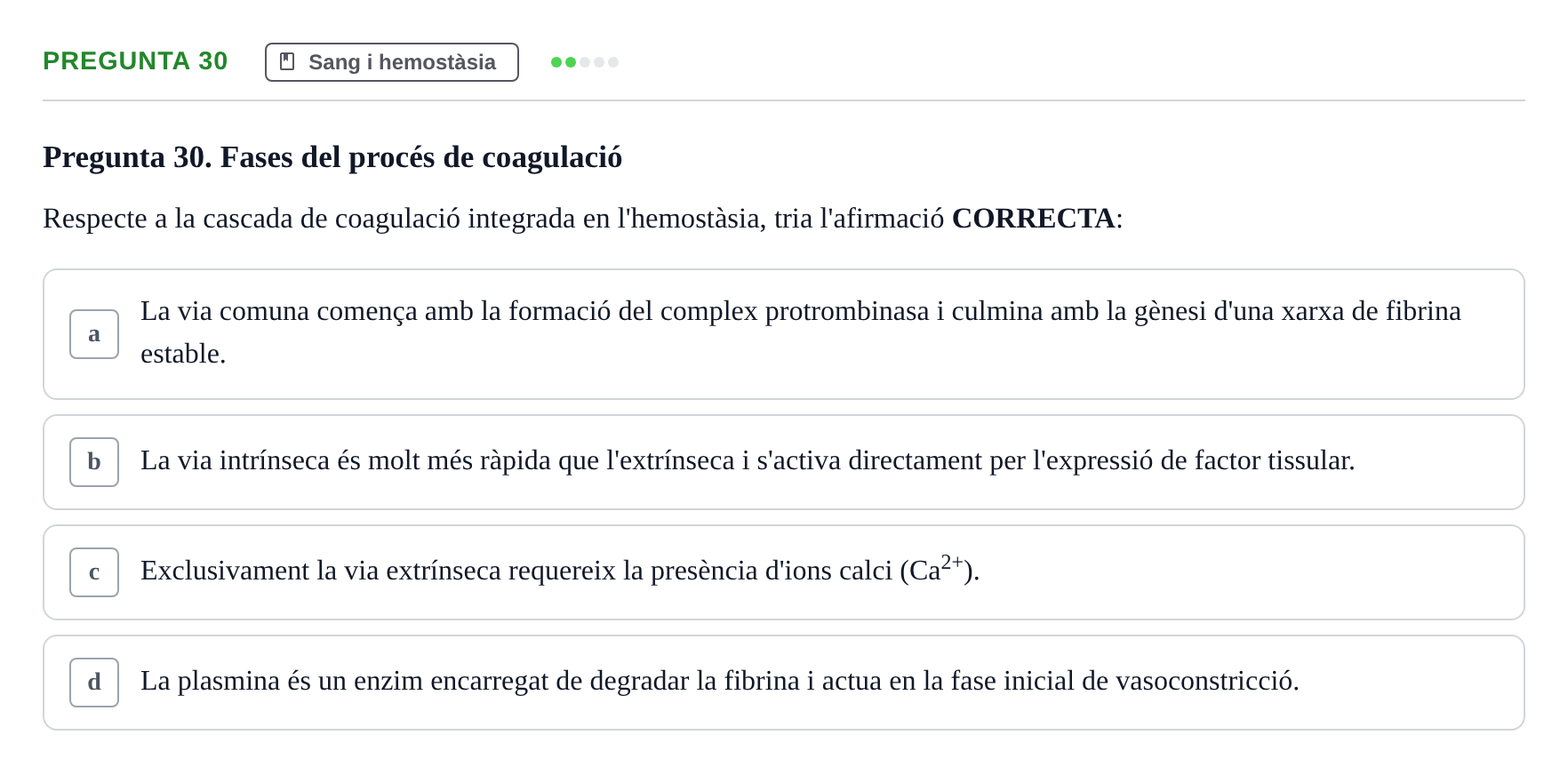 Enunciado: Pregunta 30 · Fisiología I UAB Examen de Fisiologia I