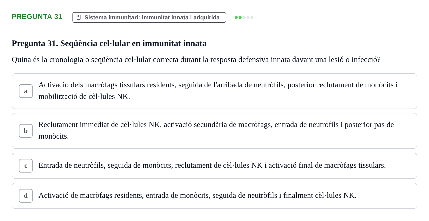 Enunciado: Pregunta 31 · Fisiología I UAB Examen de Fisiologia I