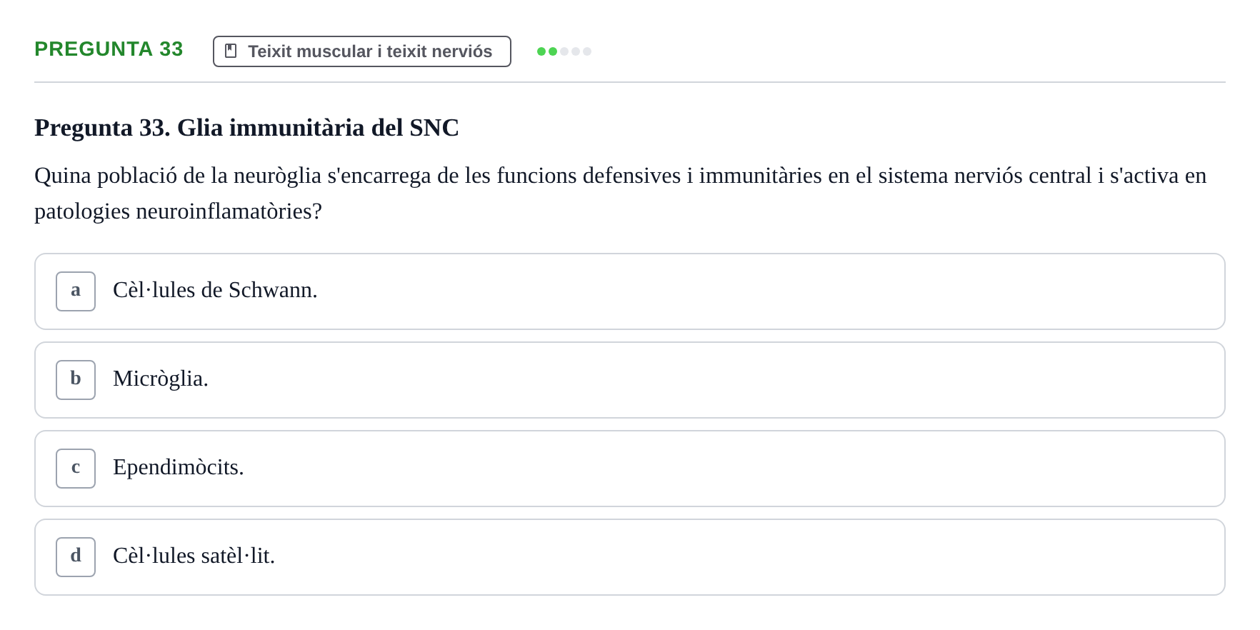 Enunciado: Pregunta 33 · Fisiología I UAB Examen de Fisiologia I