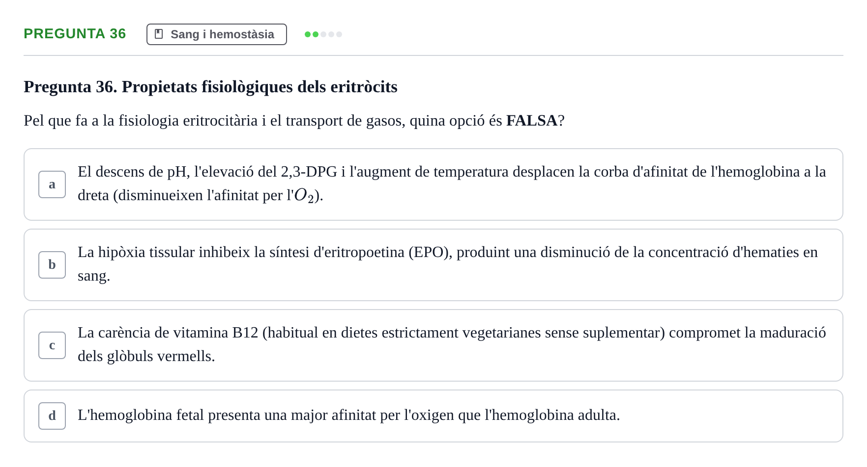 Enunciado: Pregunta 36 · Fisiología I UAB Examen de Fisiologia I