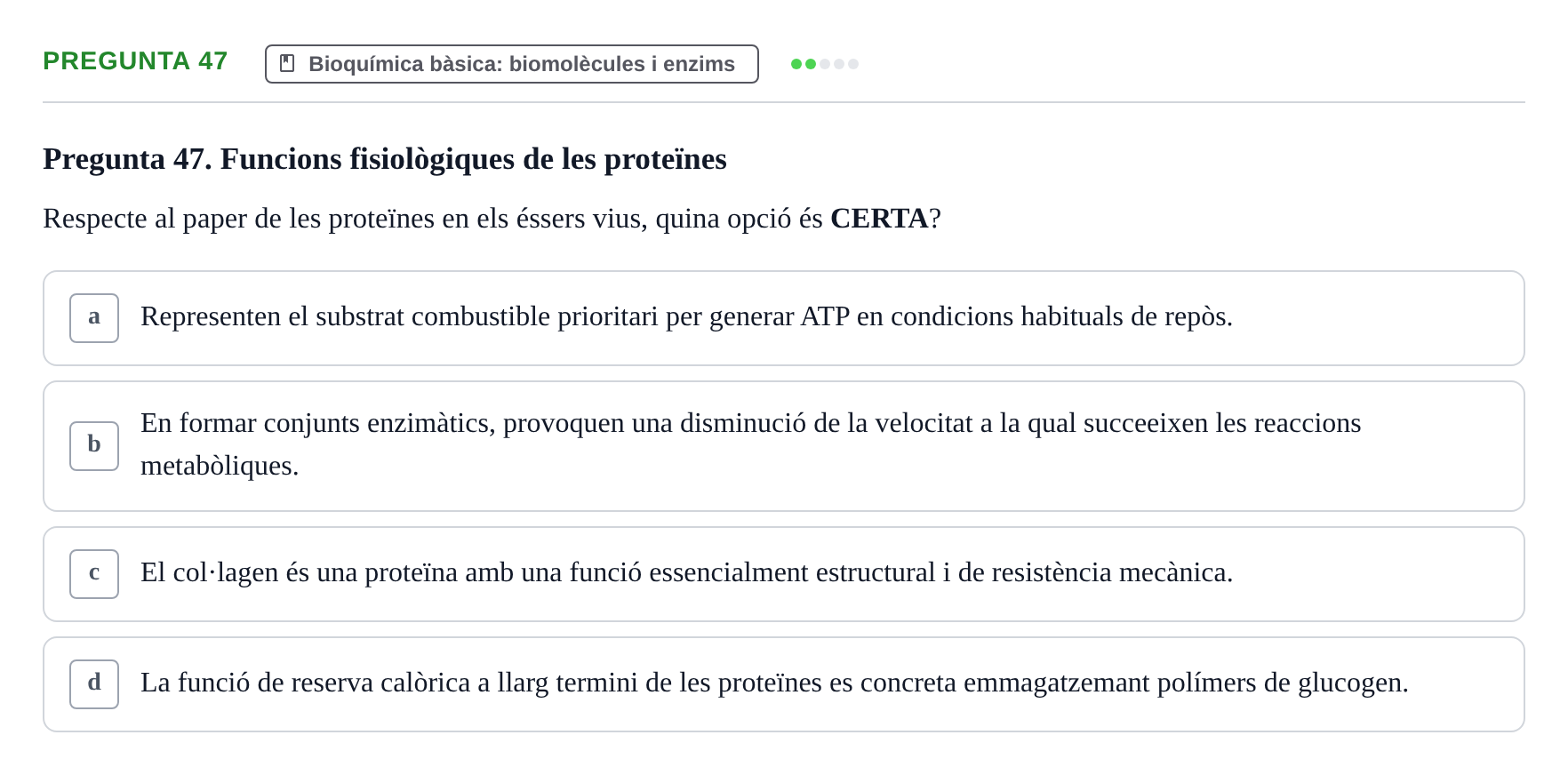 Enunciado: Pregunta 47 · Fisiología I UAB Examen de Fisiologia I