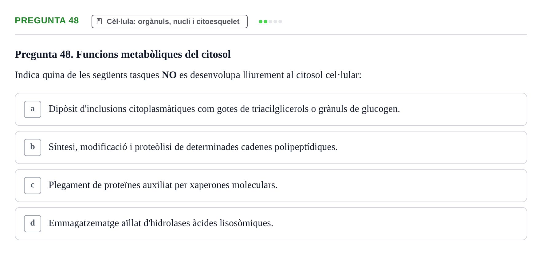 Enunciado: Pregunta 48 · Fisiología I UAB Examen de Fisiologia I