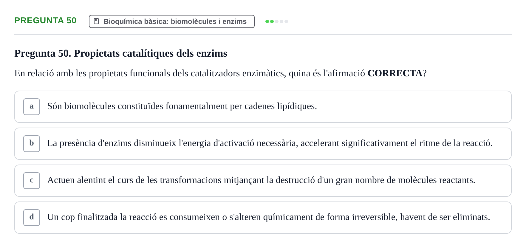Enunciado: Pregunta 50 · Fisiología I UAB Examen de Fisiologia I