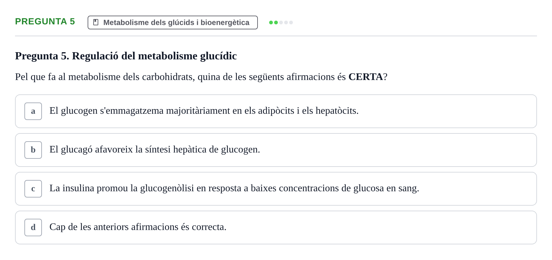 Enunciado: Pregunta 5 · Fisiología I UAB Examen de Fisiologia I