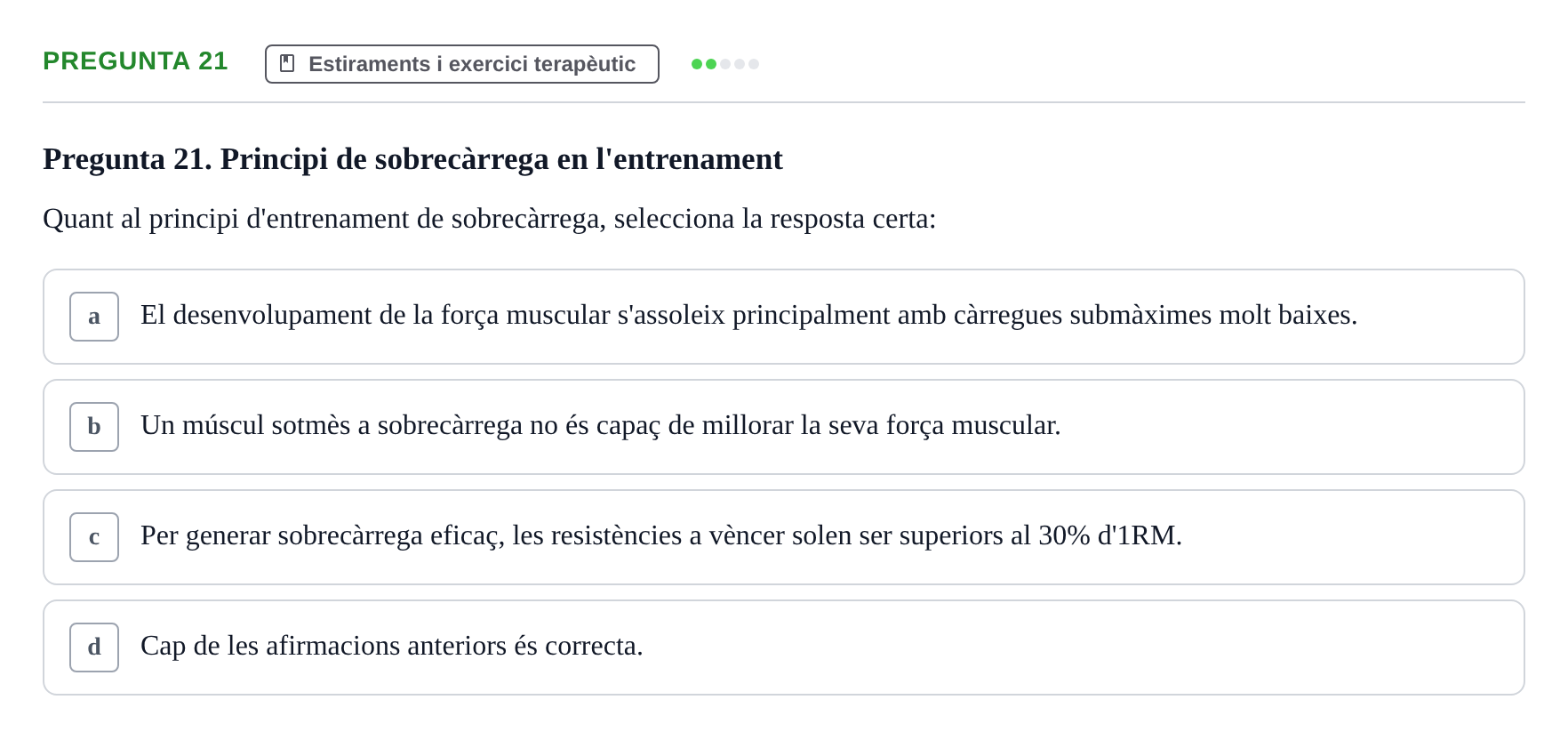 Enunciado: Pregunta 21 · Fonaments de Fisioteràpia UAB 2023
