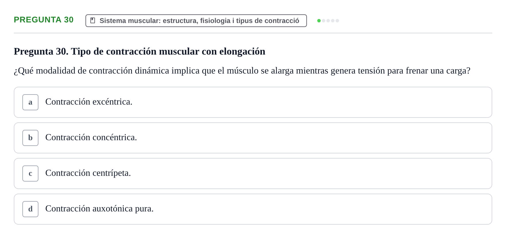 Enunciado: Pregunta 30 · Fonaments de Fisioteràpia UAB Examen Fundamentos de Fisioterapia