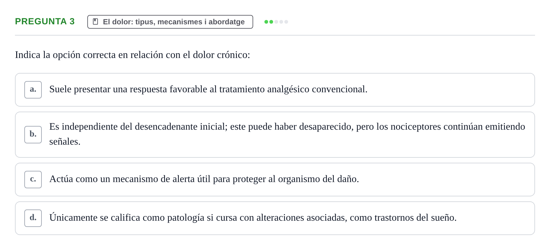 Enunciado: Pregunta 3 · Fonaments de Fisioteràpia UAB Examen Fundamentos de Fisioterapia