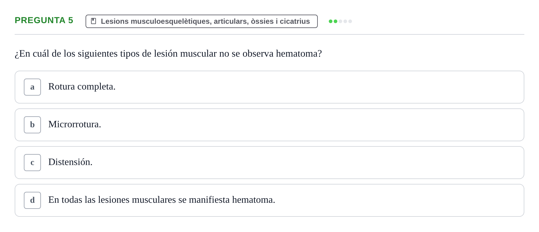 Enunciado: Pregunta 5 · Fonaments de Fisioteràpia UAB Examen Fundamentos de Fisioterapia