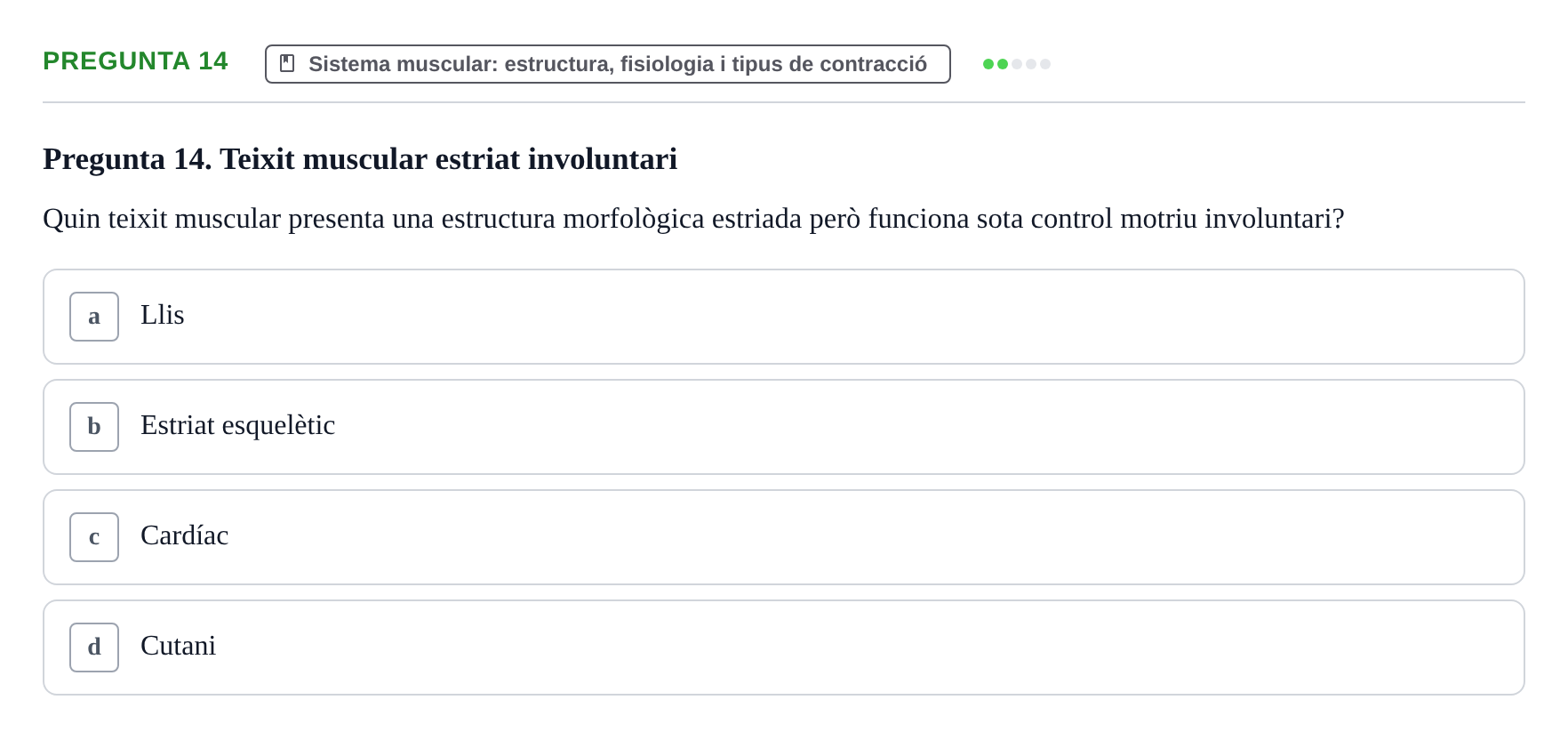 Enunciado: Pregunta 14 · Fonaments de Fisioteràpia UAB 2021