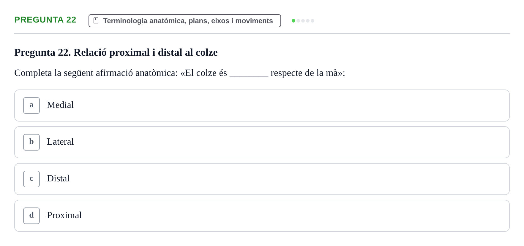 Enunciado: Pregunta 22 · Fonaments de Fisioteràpia UAB 2021